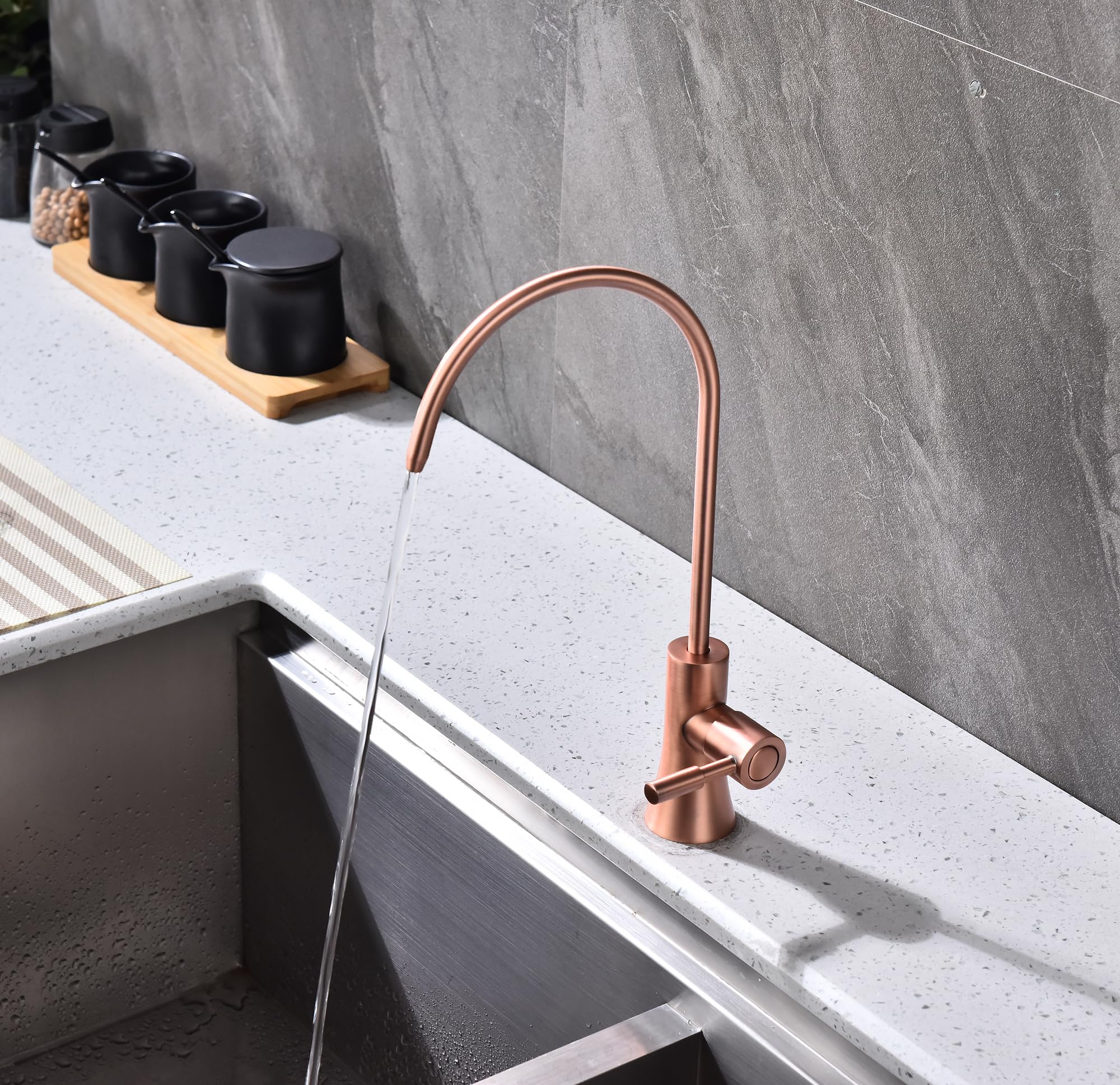Ekrte Copper Drinking Water Purifier Faucet, Rose Gold Kitchen Bar Sink Drinking Water Purifier Faucet, Commercial Water Filtrat