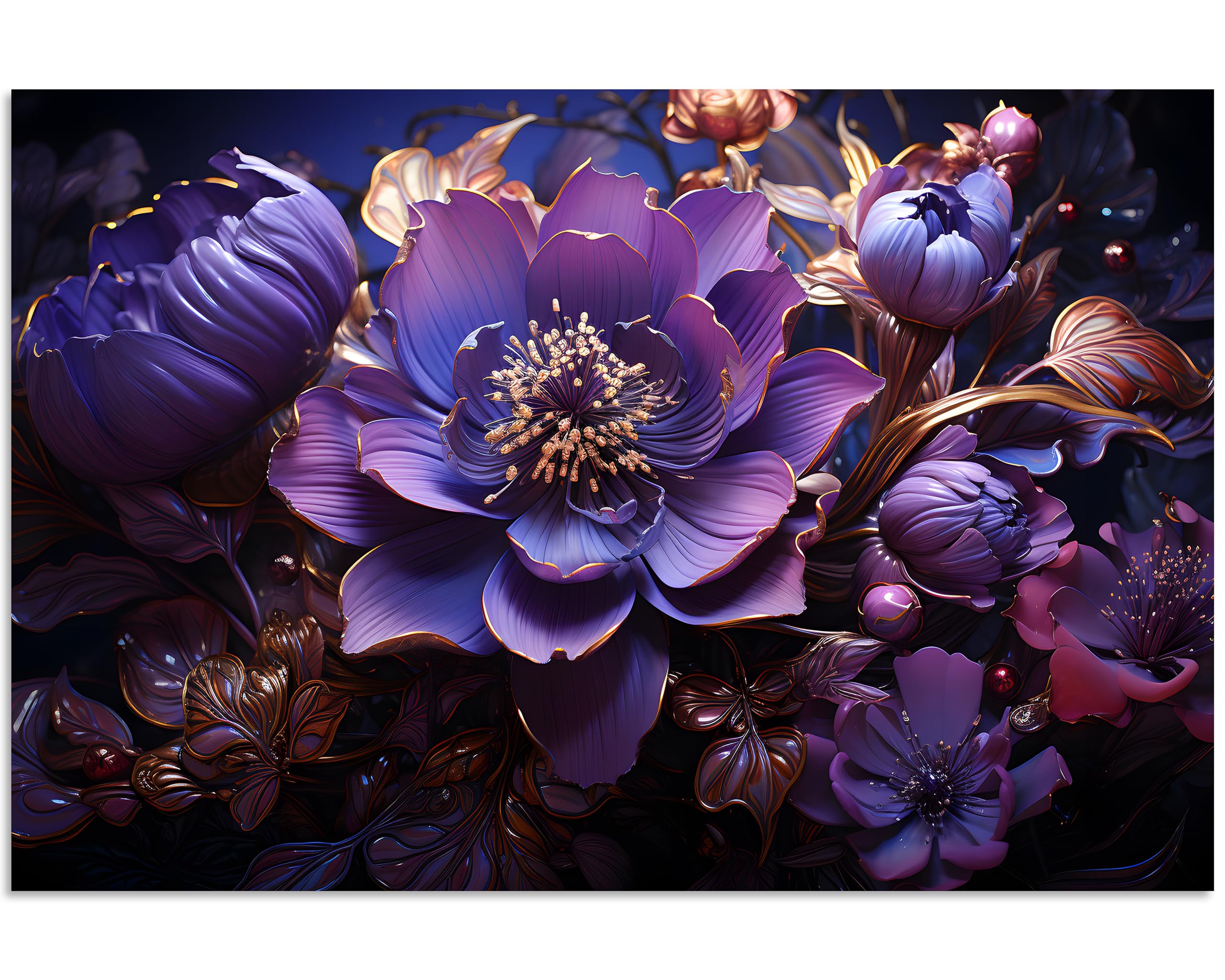 Tutubeer 1 Pcs Purple Canvas Art Purple Flower Canvas Abstract Purple Flower Picture Purple Pictures Print On Canvas Stretched A