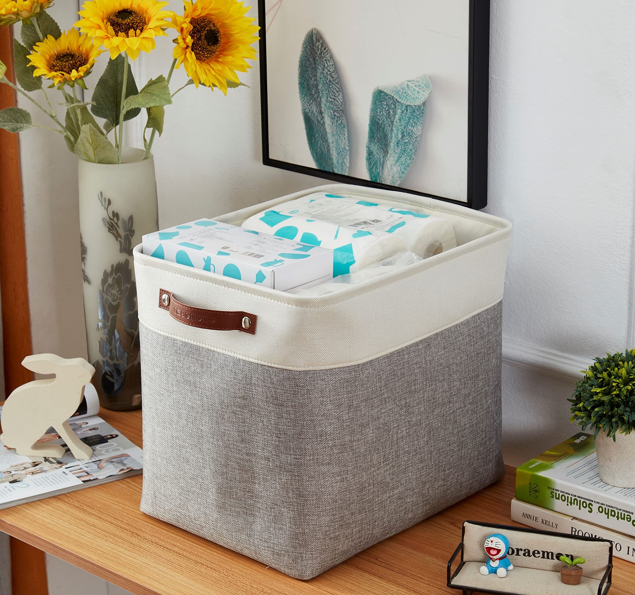 DECOMOMO Storage Baskets | Large Storage Bins 54.5L Fabric Baskets for Organizing Laundry Nursery Toys Cloth Linen Closet Organi