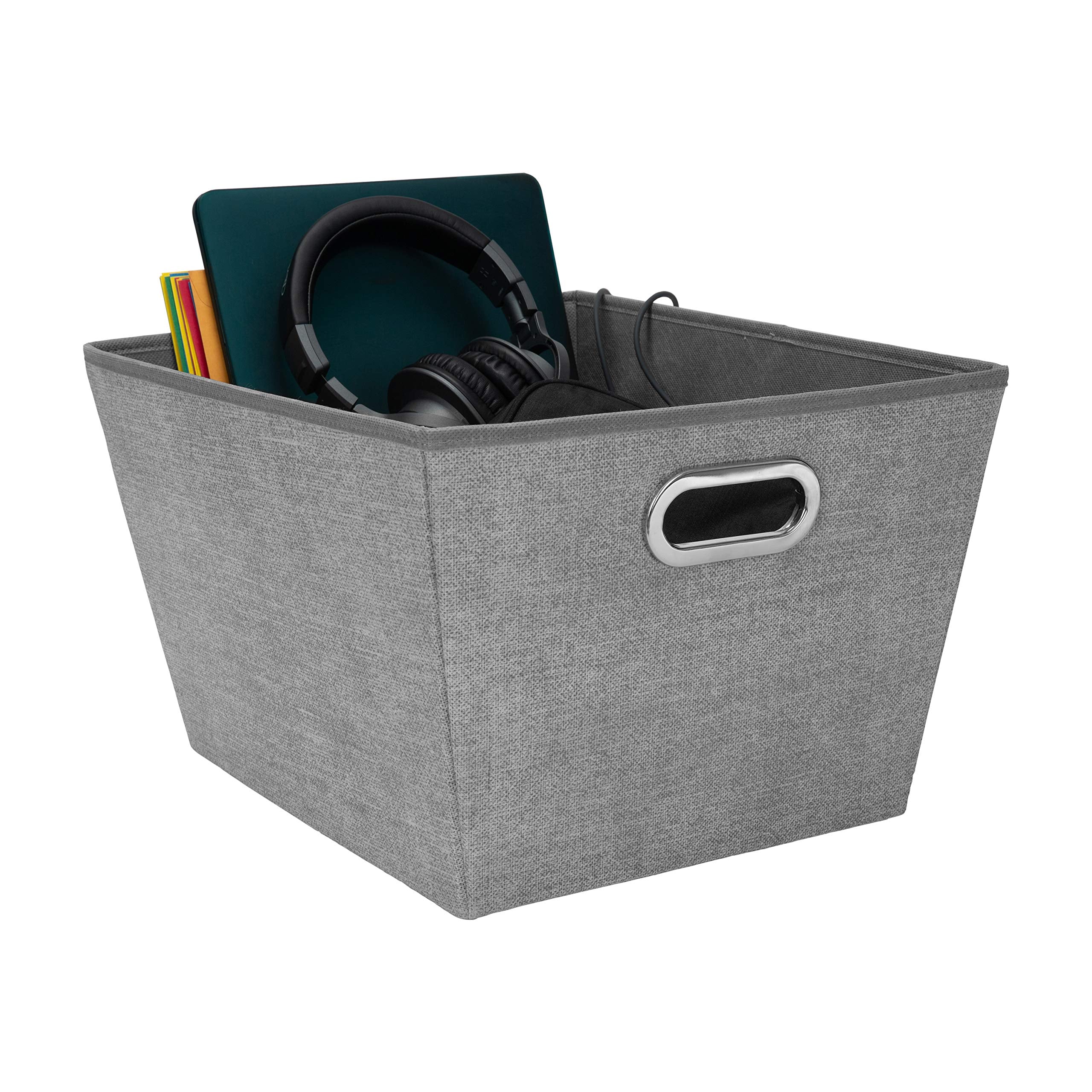 Simplify Grommet Bins Heather Grey Soft Storage Collection, Large Tote