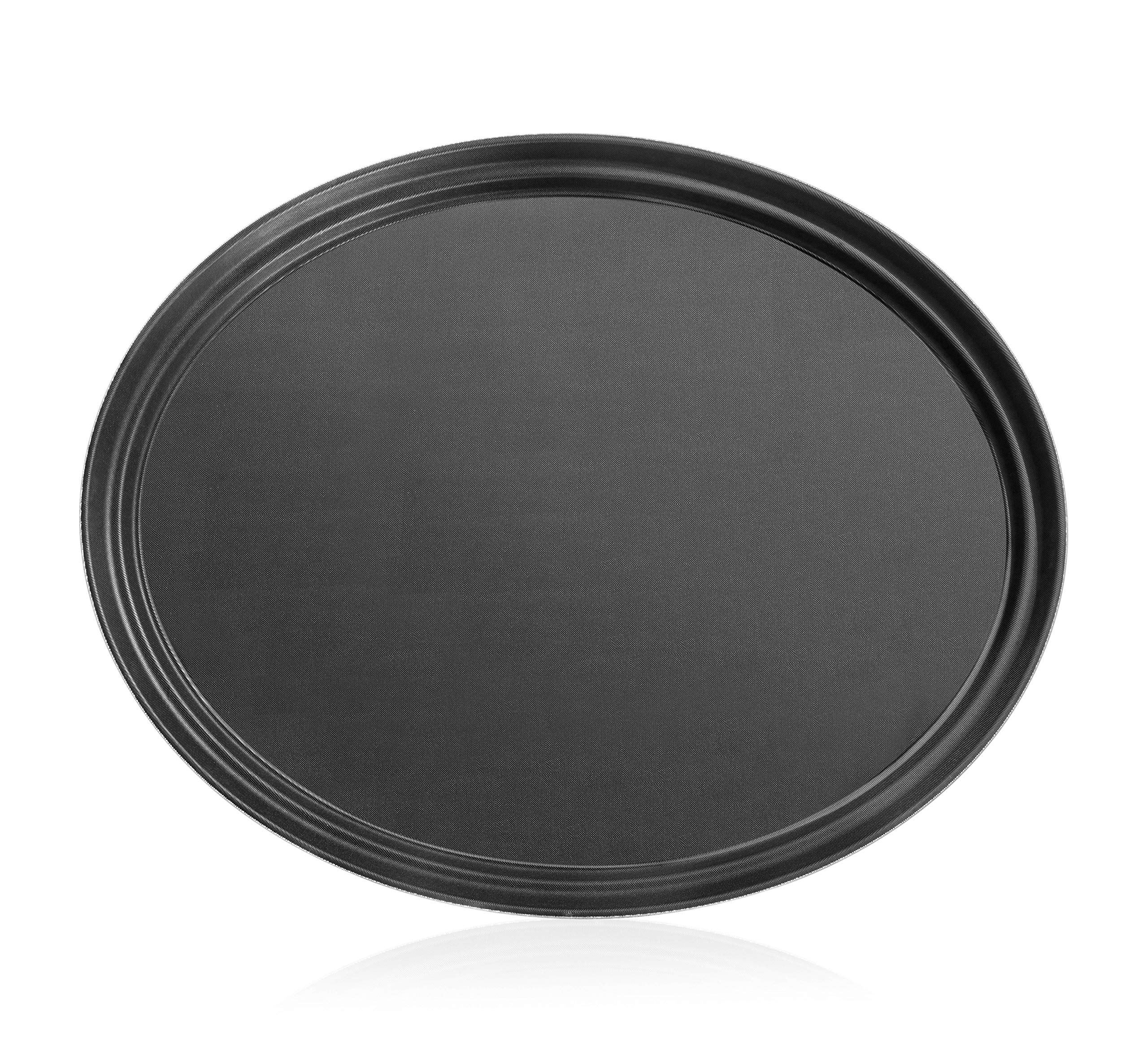 New Star Foodservice 25514 Non-Slip Tray, Plastic, Rubber Lined, Oval, 22-Inch X 27-Inch, Large, Black