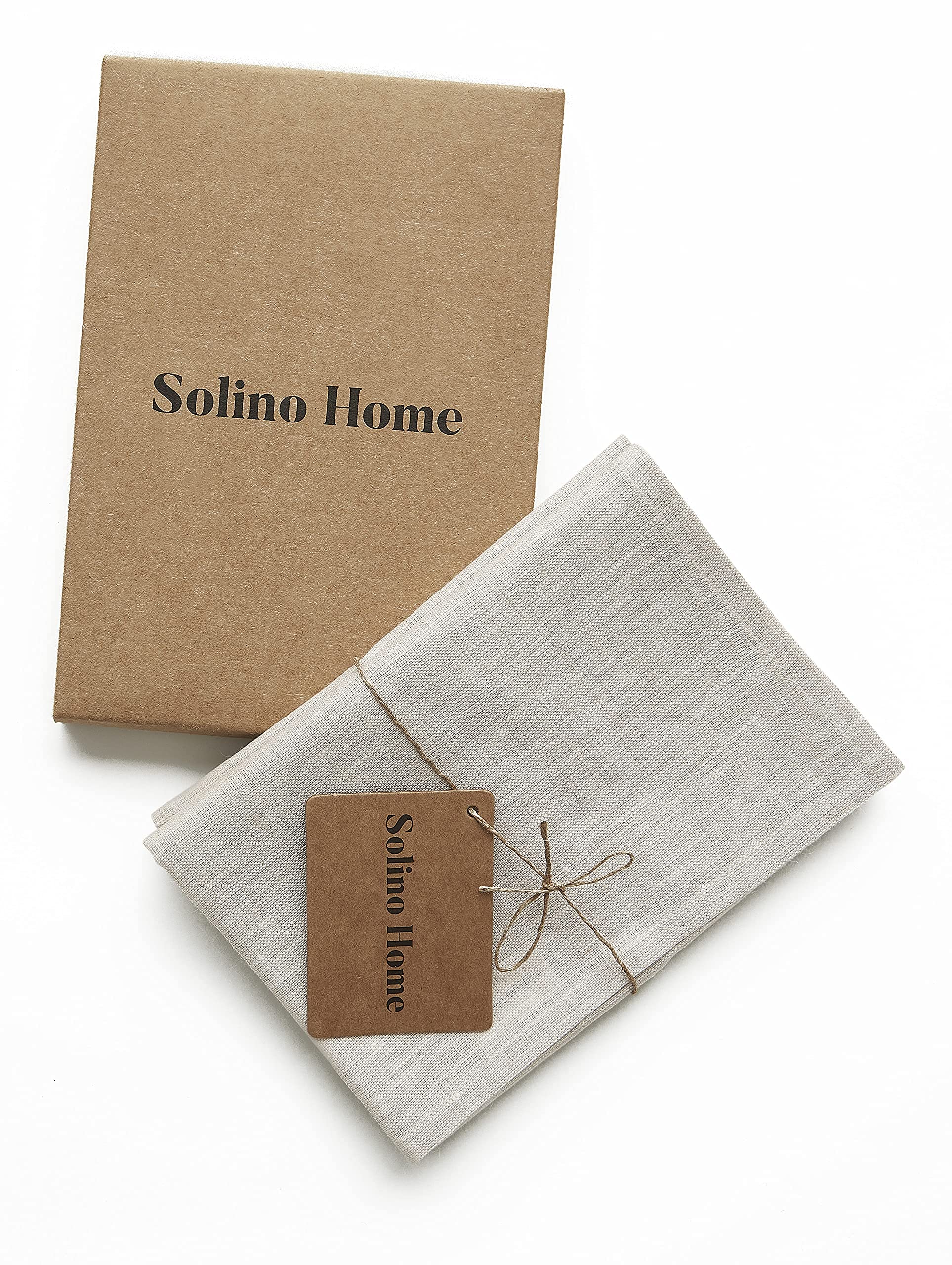 Solino Home Linen Kitchen Towels Set Of 2 - Light Natural 17 X 26 Inch - 100% Pure Linen Kitchen/Tea Towels - Machine Washable A
