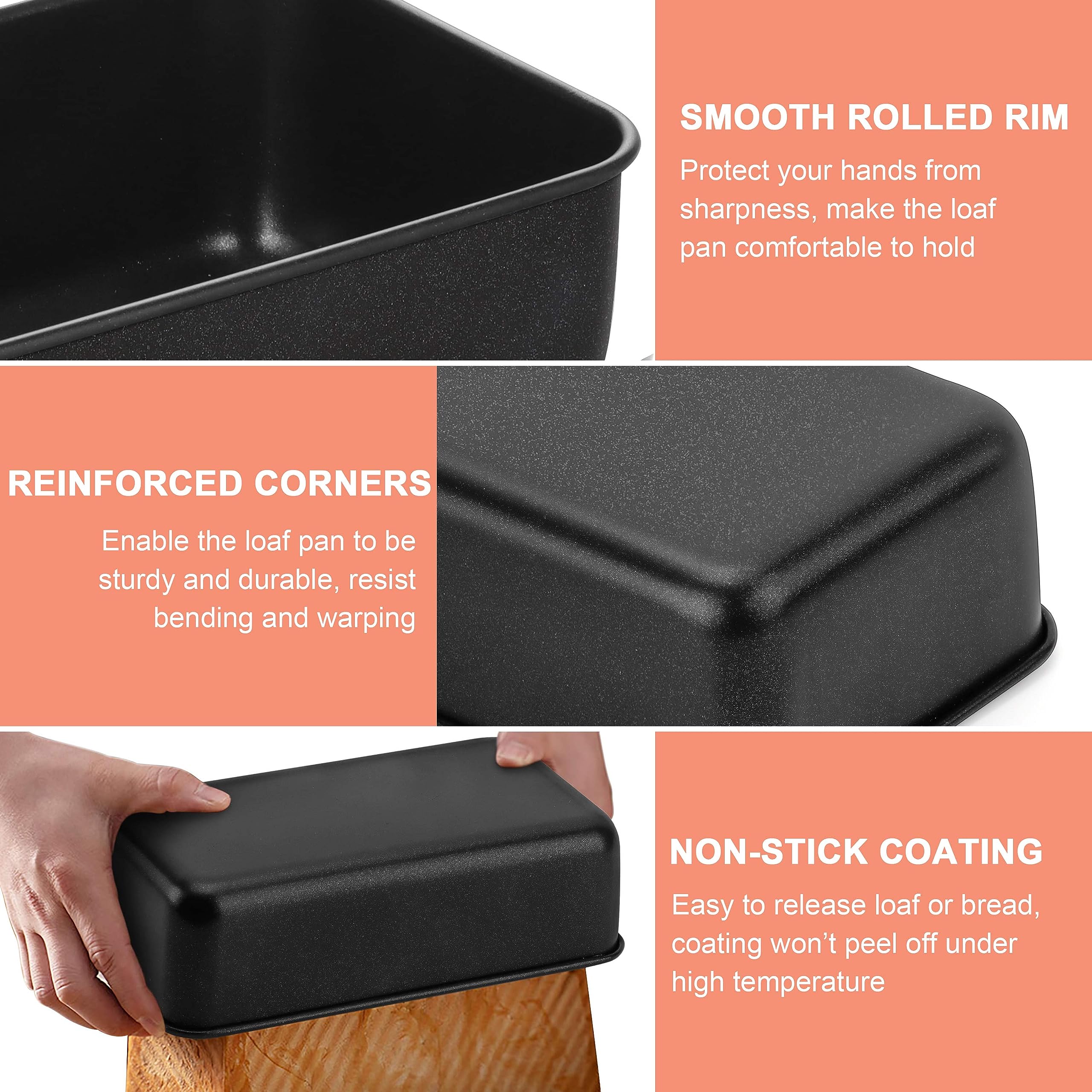 Herogo Non-Stick Loaf Pan Set Of 4, Stainless Steel Rectangle Bread Loaf Pans For Baking Bread Meatloaf Brownie Lasagna, 9 X 5 I