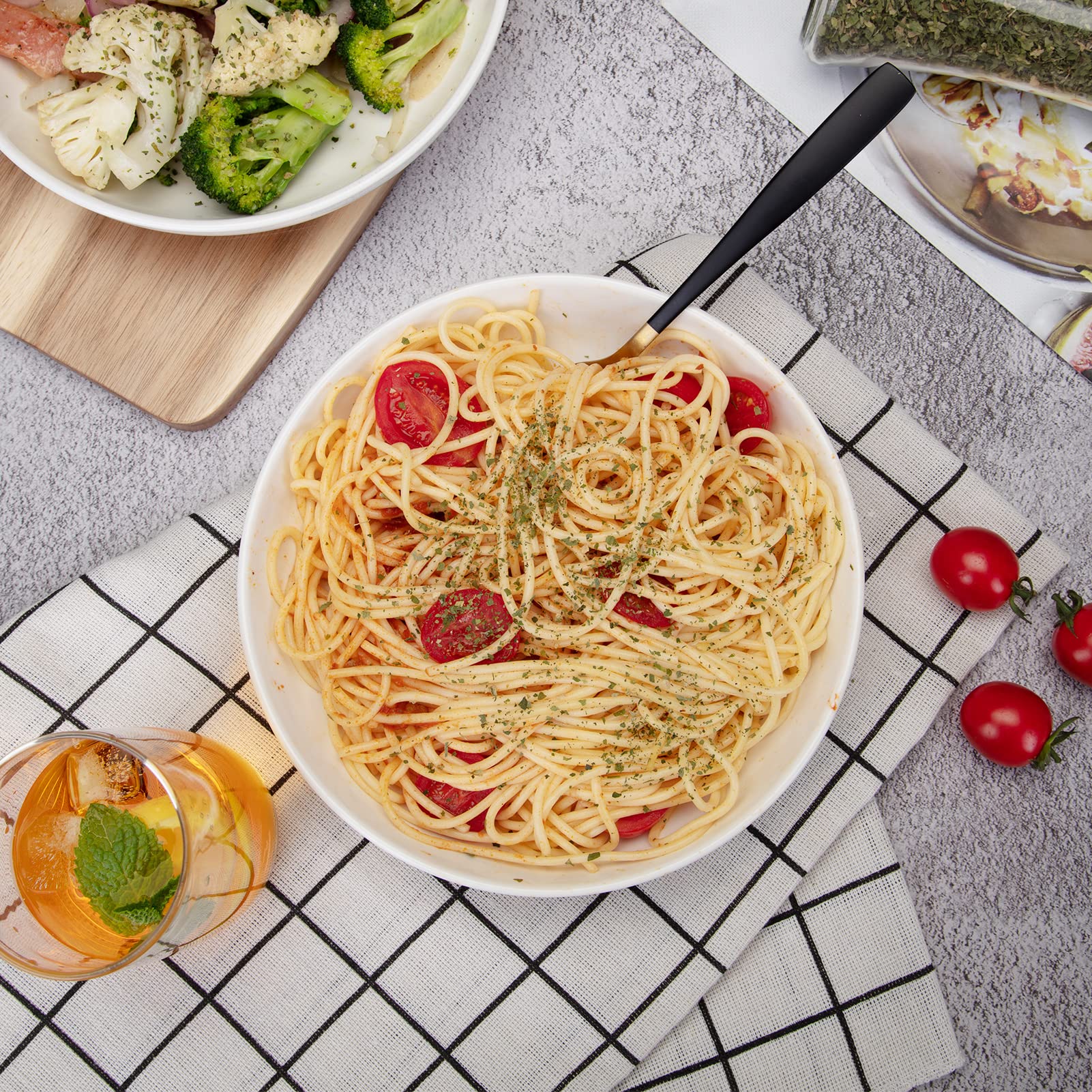 Cibeat 22 Ounce Porcelain Pasta Bowls Set 6 Pack Premium Ceramic Large Capacity Plates For Salad And Soup, Serving Bowl, Microwa