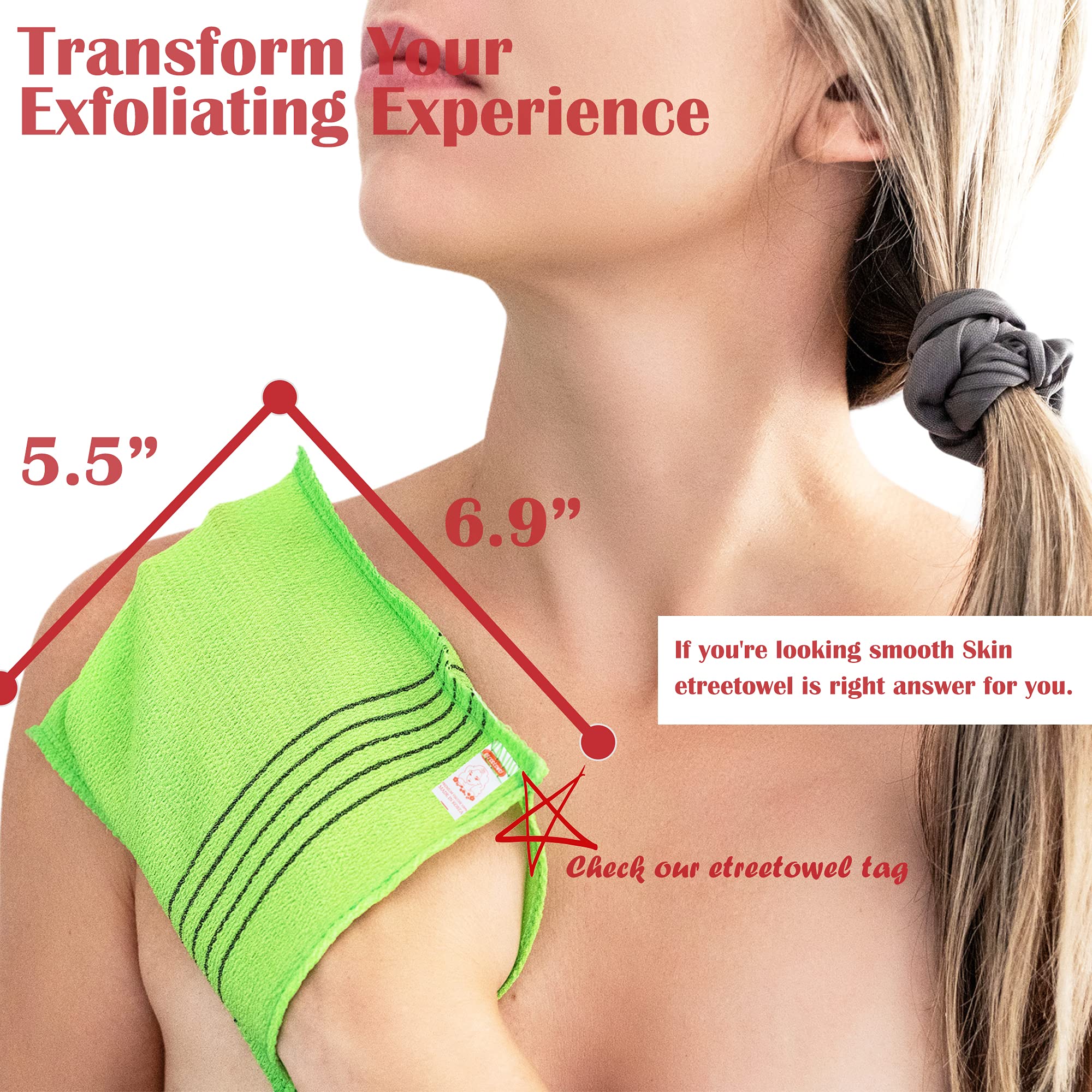 Etreetowel Anti-Shrink Korean Asian Exfoliating Bath Washcloths Mitt Scrub For Body Washcloth Glove Premium Viscose Rayon Towel
