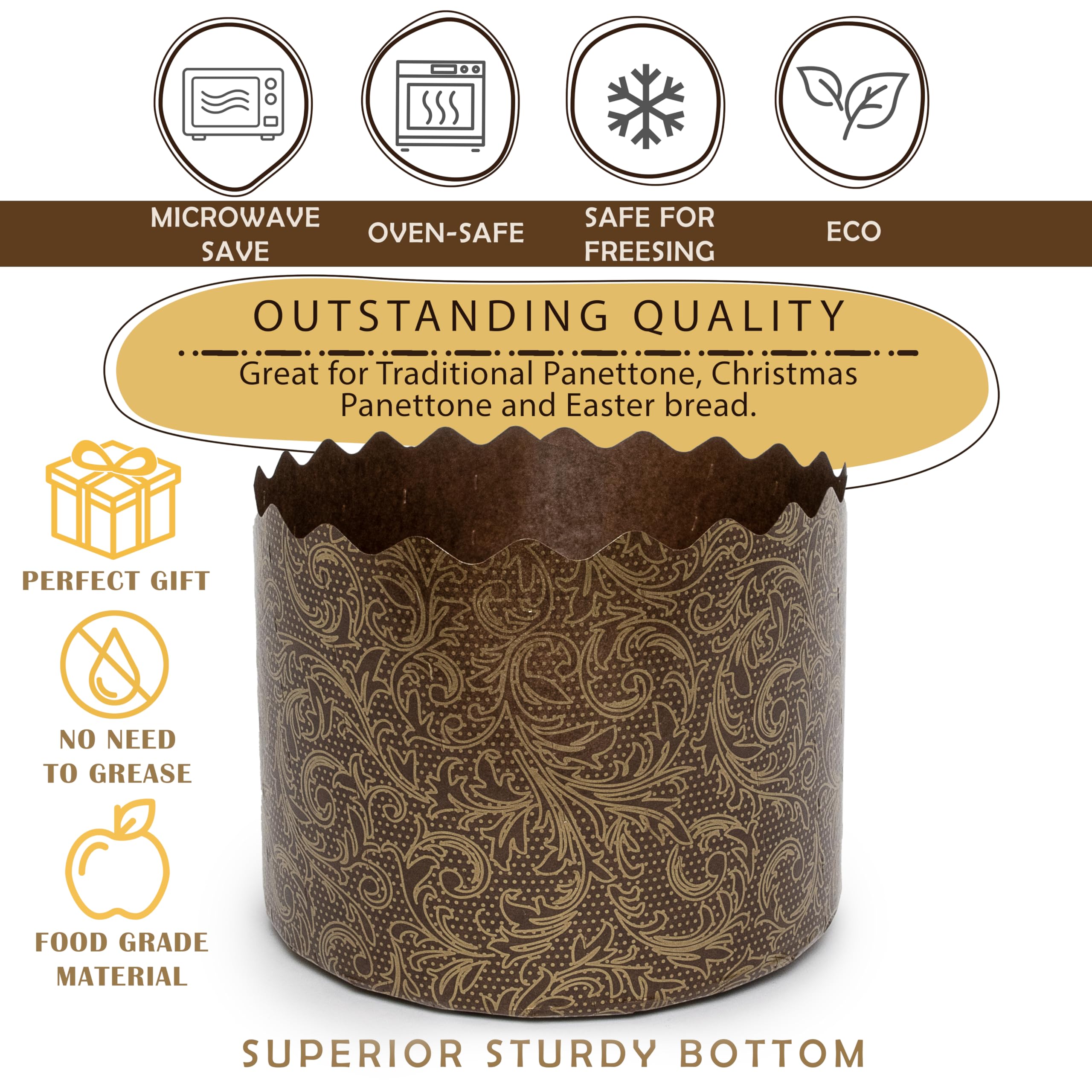 Paska Mold Easter Bread Forms |12 Pack 1 Kg | Easter Bread Paper Mold Kulich - Panettone Paper Mold Large Pascha Mold - Panetton