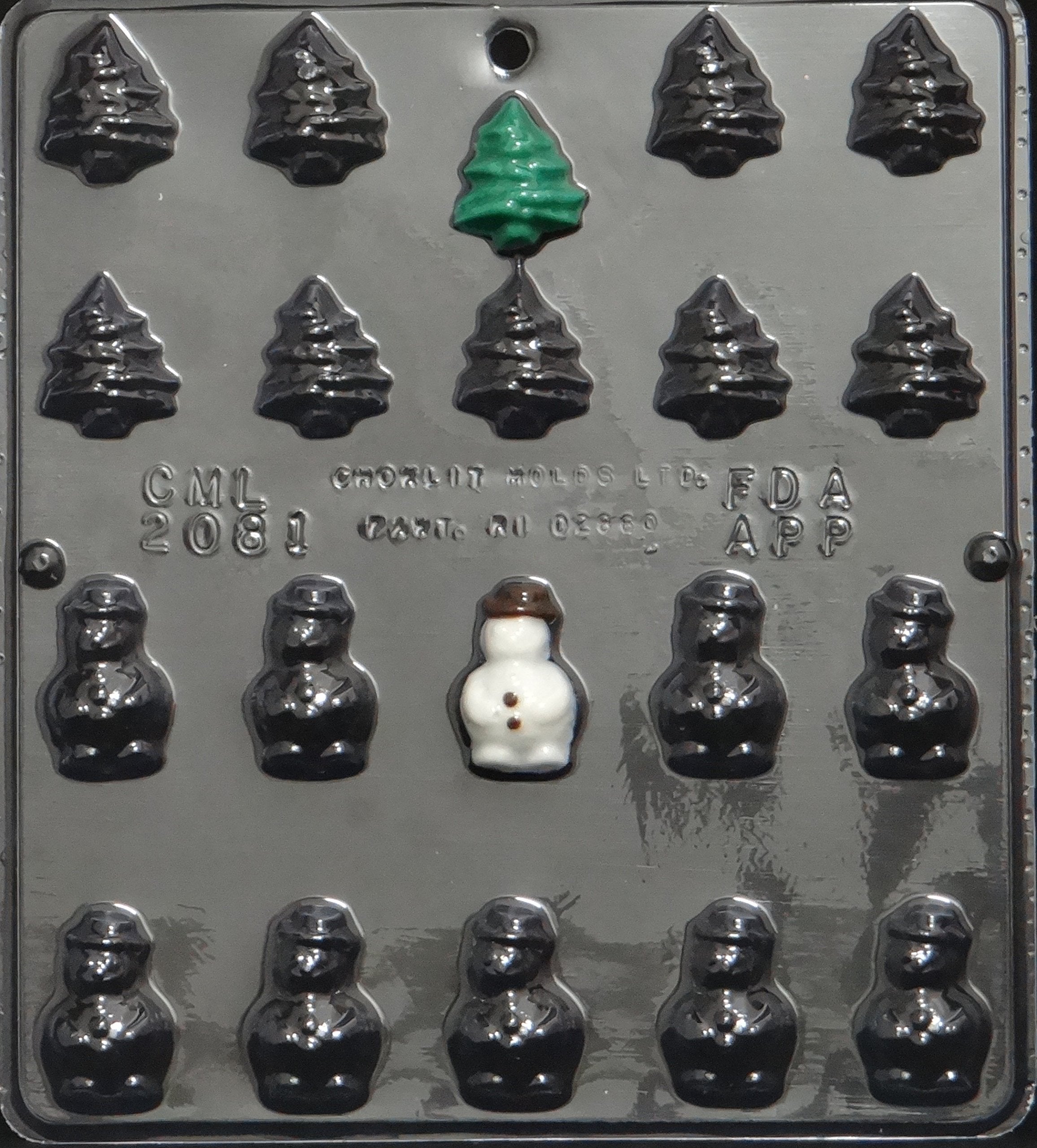 Tree And Snowman Chocolate Candy Mold Christmas