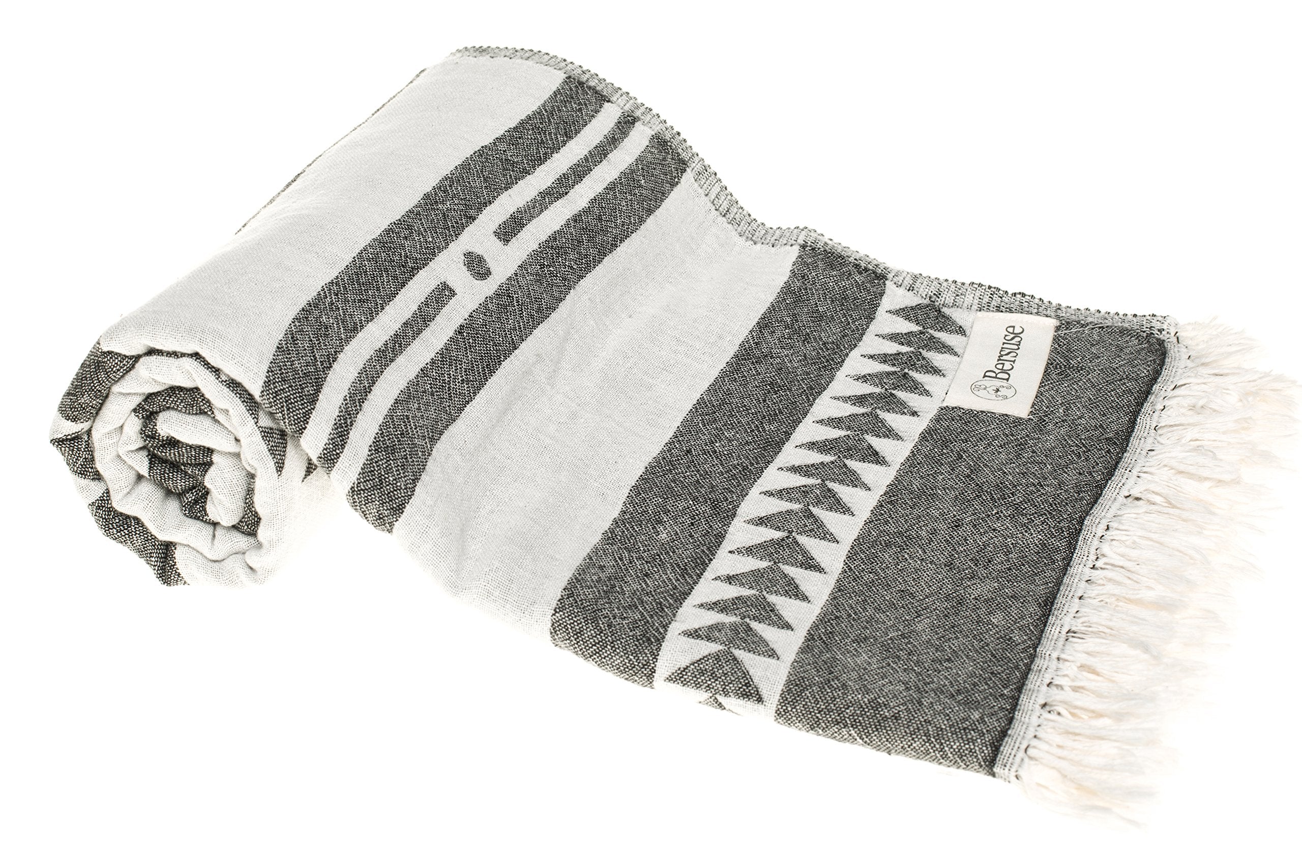 Bersuse 100% Cotton Aruba Turkish Towel Beach Towel Bath Towel Dual Layer Peshtemal Beach Blanket Beach Essentials - 37X70 Inche