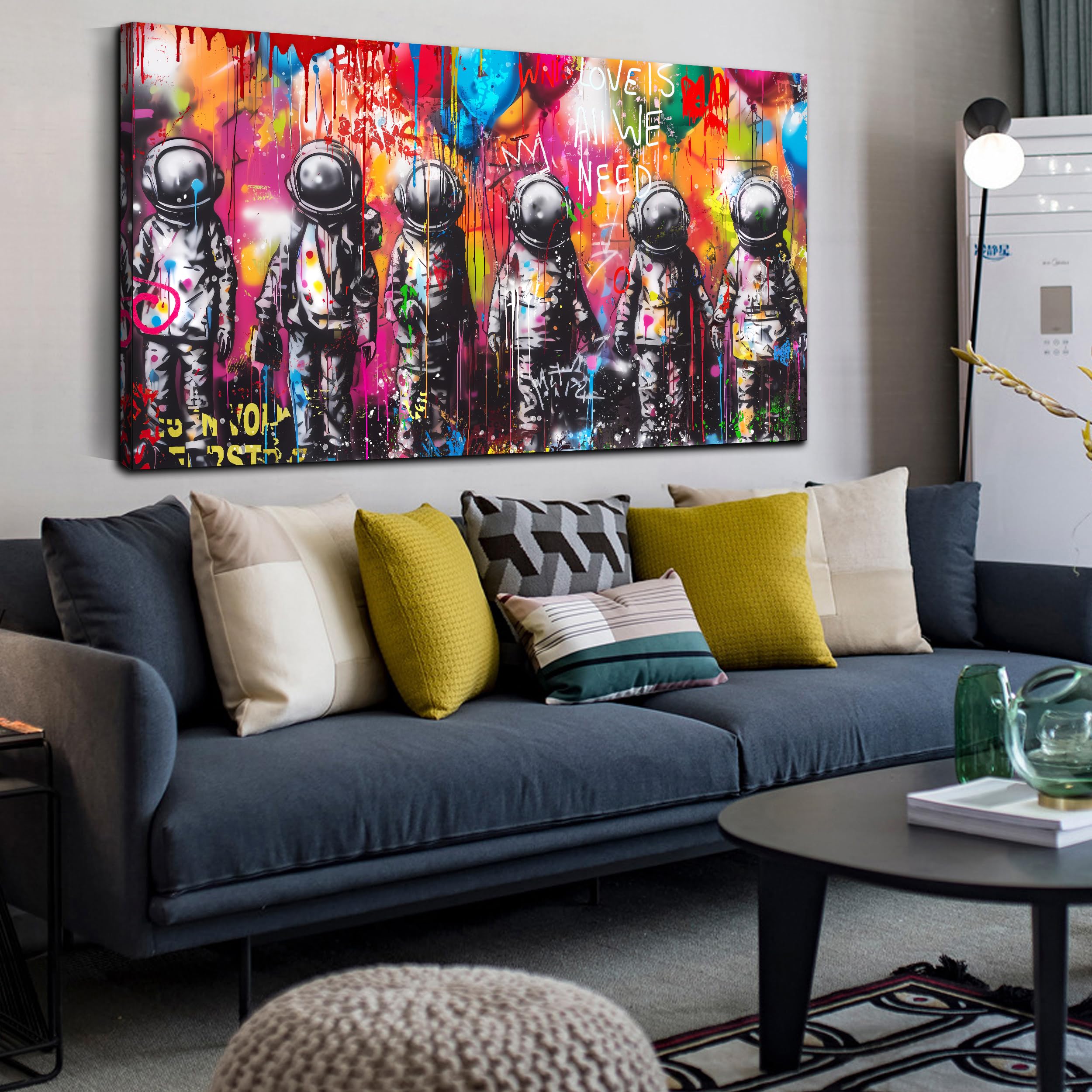 Sixttart Astronaut Wall-Art - Big Graffiti Art Wall Decor - Space Posters Wall Decor For Bedroom Teen Girl Ready To Hang Size 30