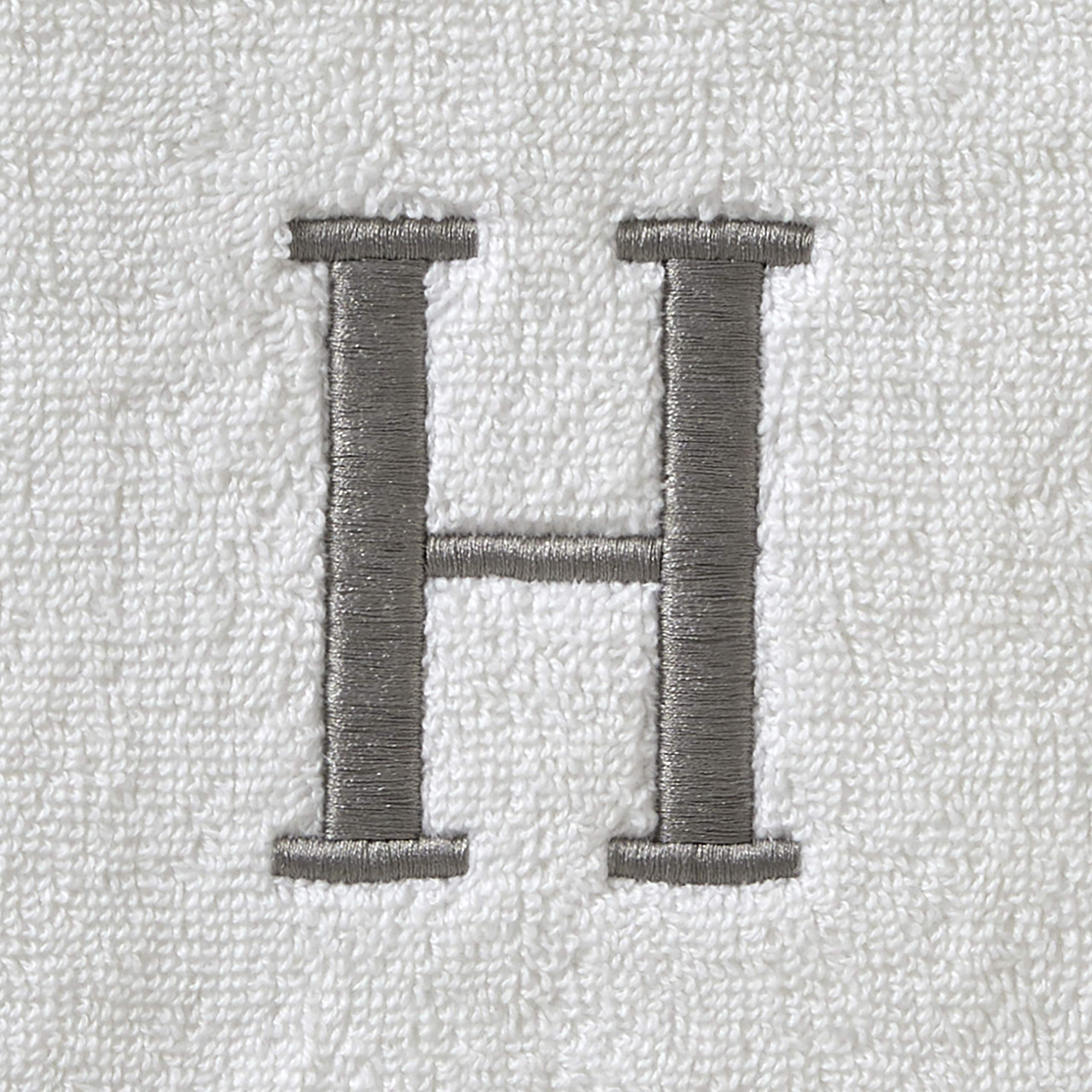 Skl Home Casual Monogram Hand Towel Set, H, 16X26, White 2 Count