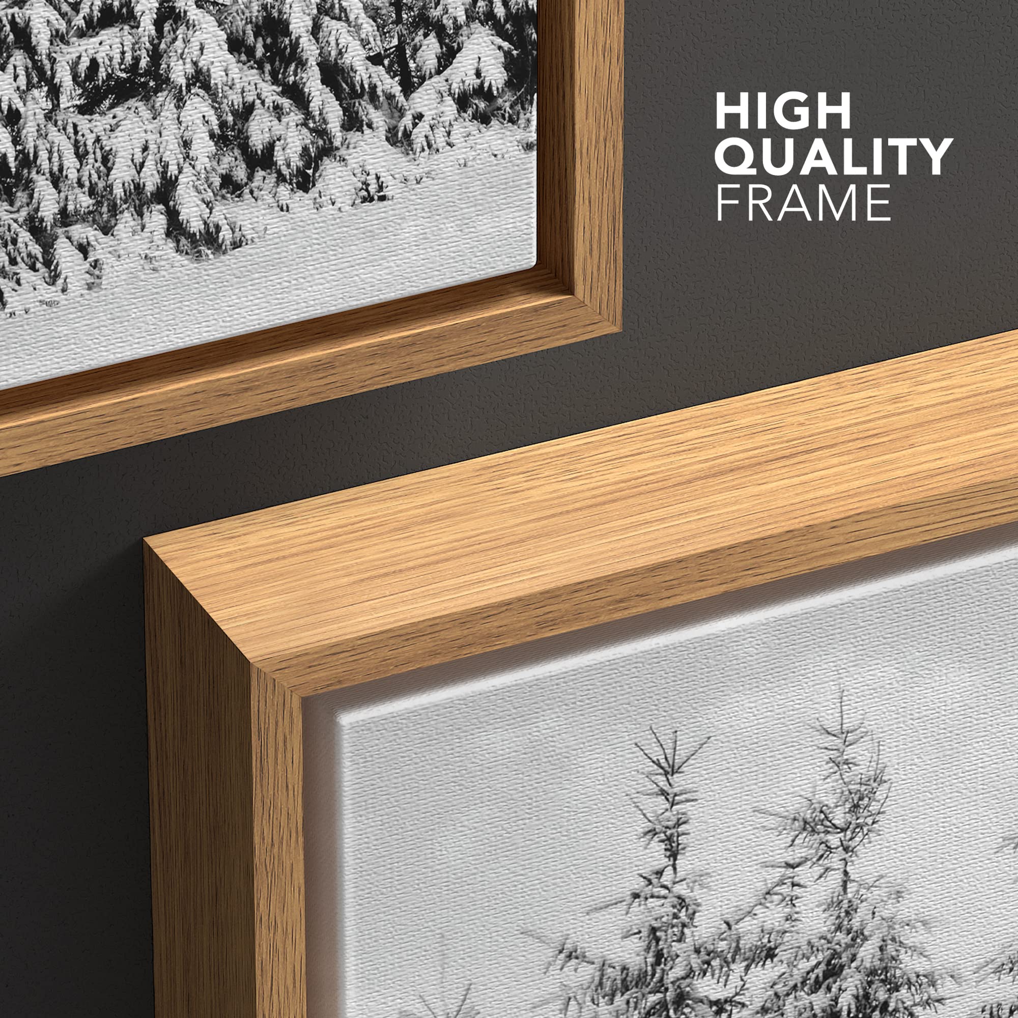 wall26 Framed Canvas Print Wall Art Snow Covered Trees in The Winter Forest Floral Nature Photography Realism Expressive Dark Black and White for Living Room  Bedroom  Office - 16''x24'' Natural