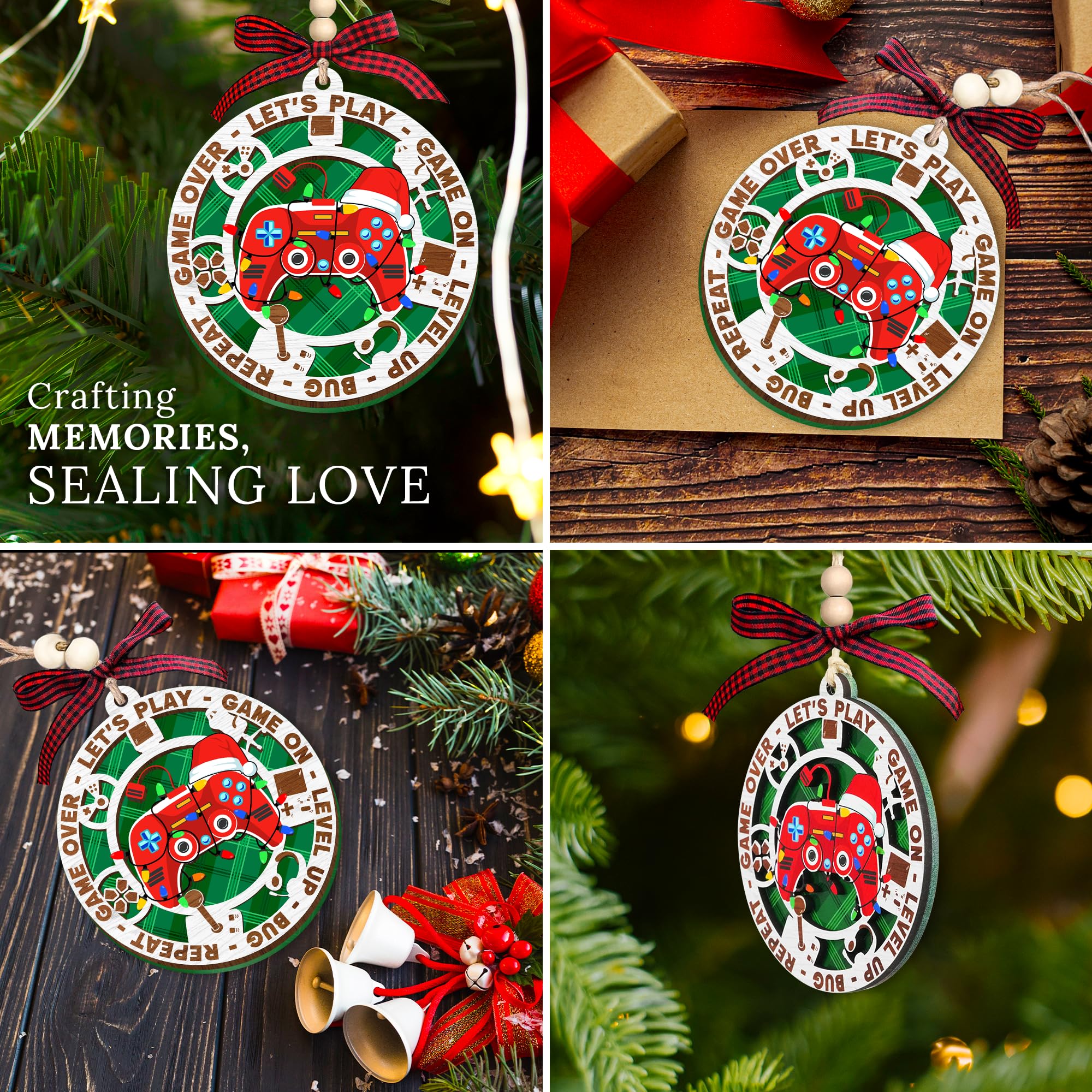 HEXMOZ Gaming Christmas Ornaments - Gamer Ornaments for Christmas Tree - Video Gamer Gifts for Teen Boys, Gamers, Sons, Brothers