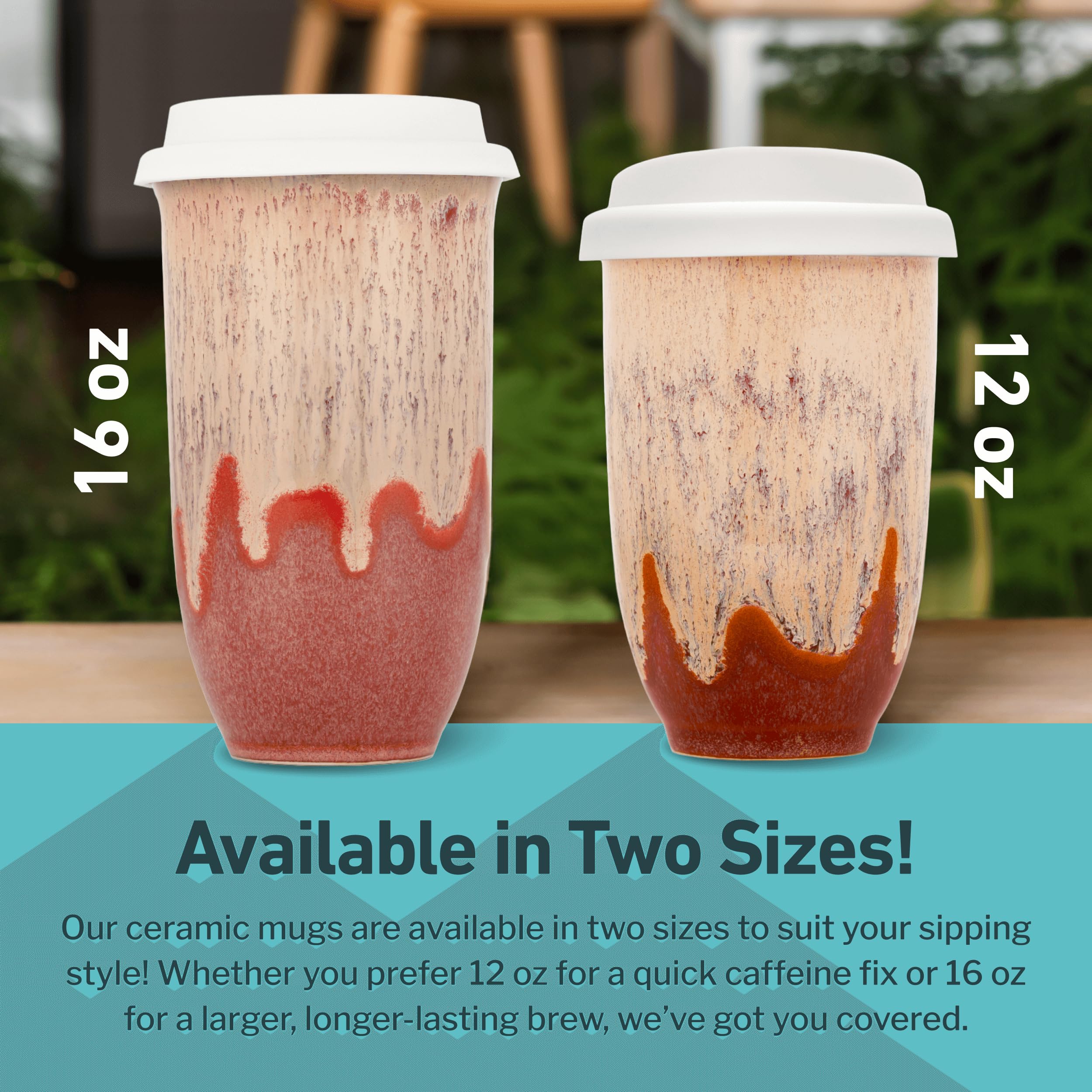 NOVA CERAMICS Travel Coffee Cup- Travel Coffee Tumbler - On the Go Coffee Mug - Microwave & Dishwasher Safe Green CoffeeTumbler