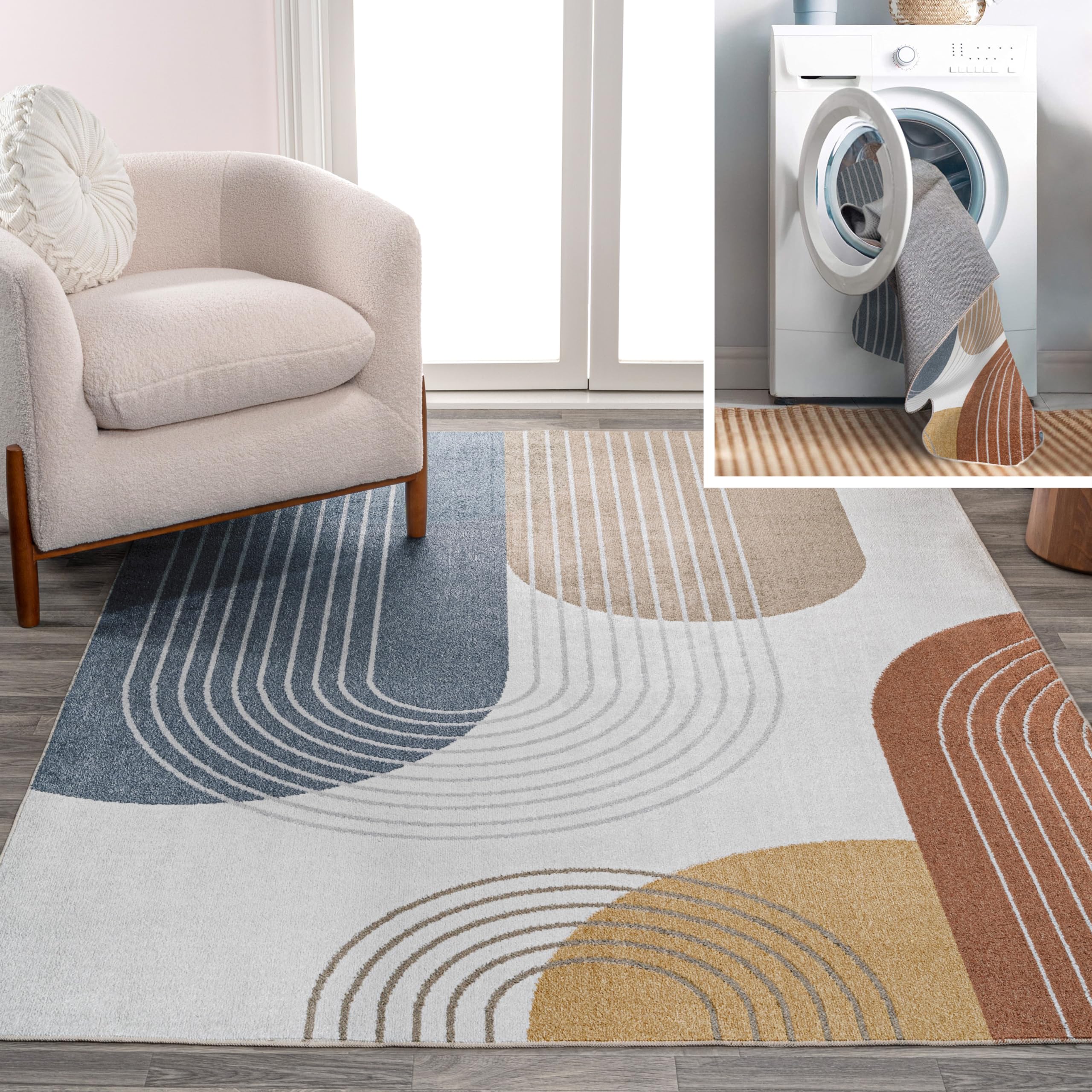 JONATHAN Y WSH312A-4 Arches Contemporary Minimalist Machine-Washable Area Rug, Bohemian, Modern, Geometric, Glam, Transitional f