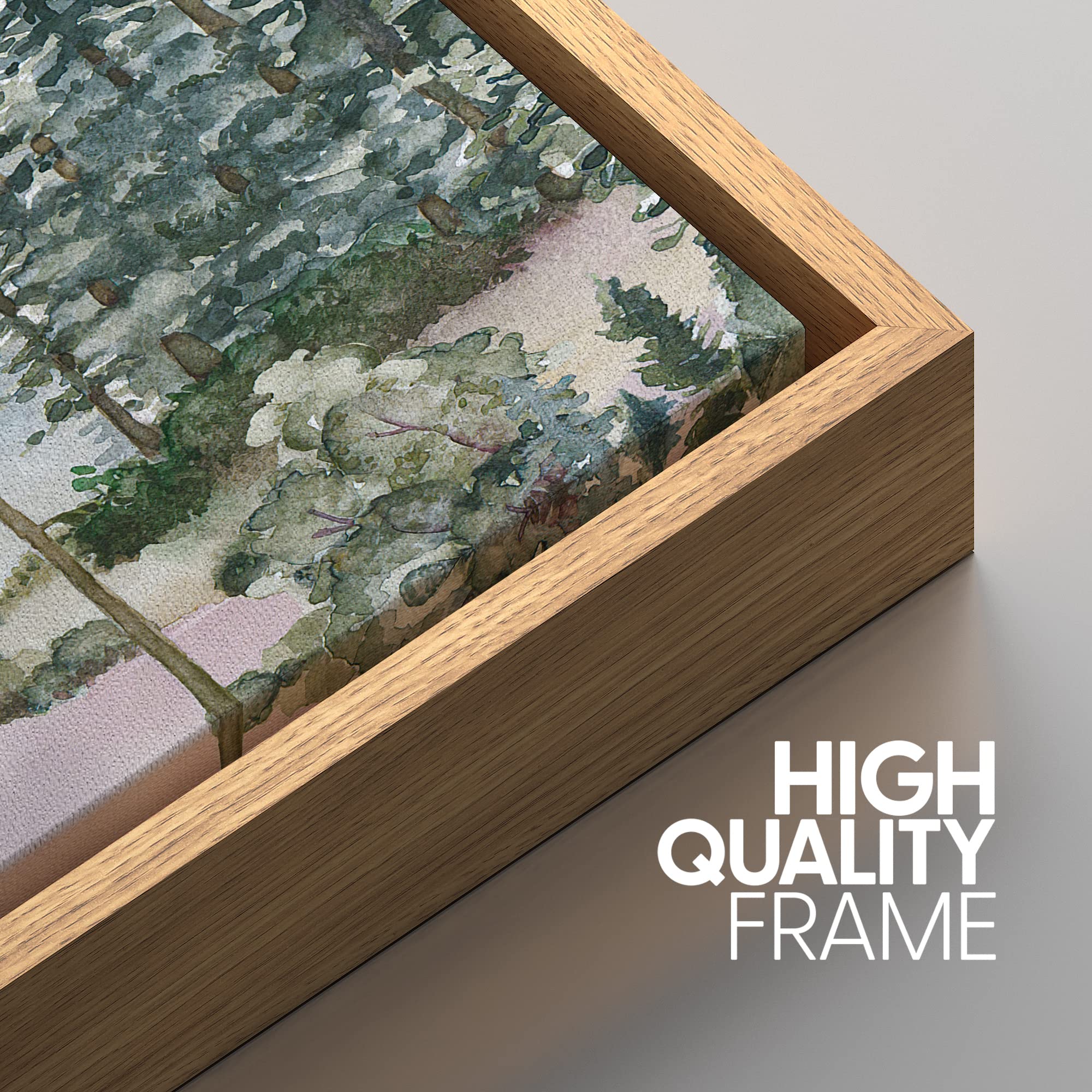 Signwin Framed Canvas Print Wall Art Set Pastel Mountain Range Forest Mist Nature Wilderness Illustrations Modern Art Decorative