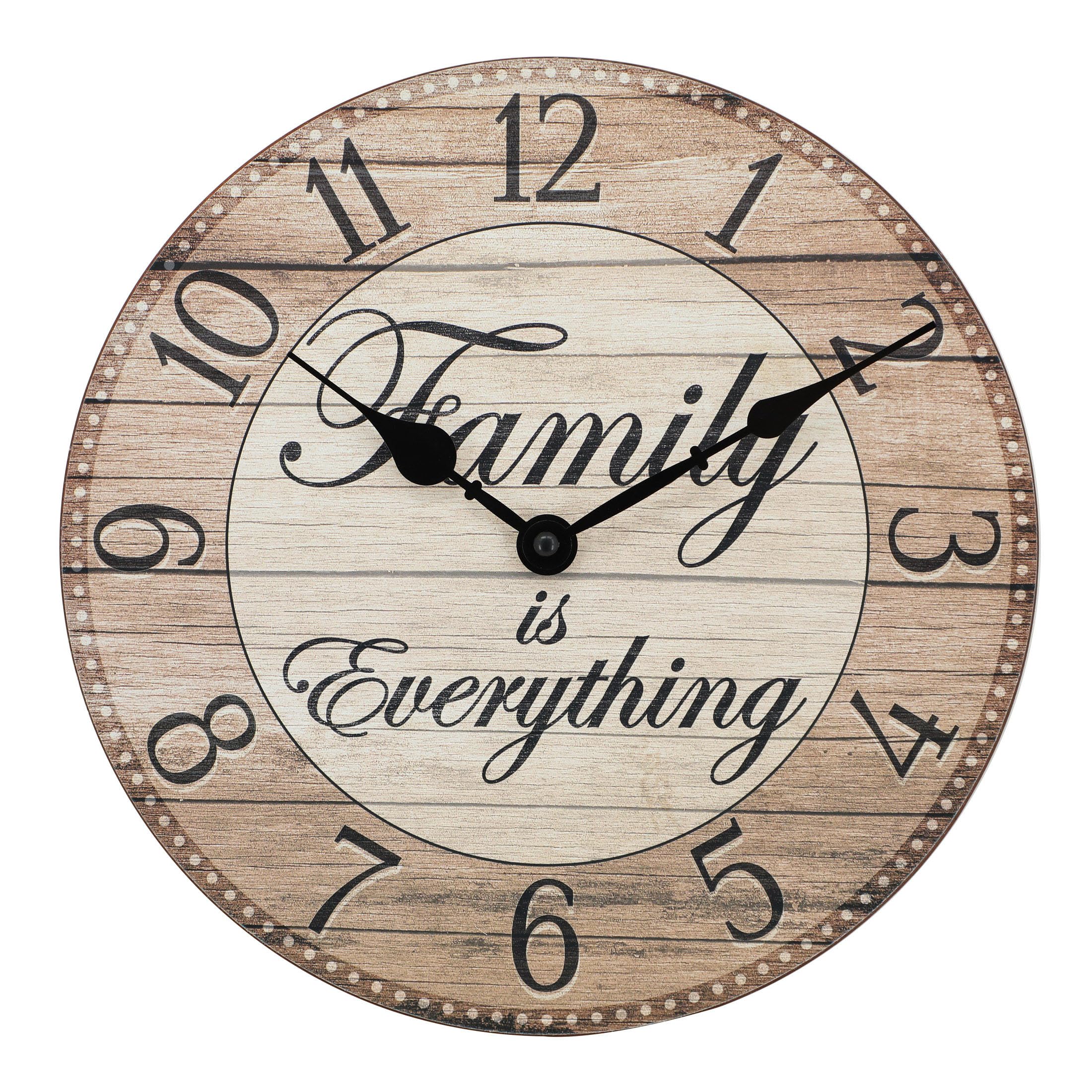 Westclox Analog Inspirational Farmhouse Style 11 Quartz Accurate Mdf Wall Clock - Family Is Everything