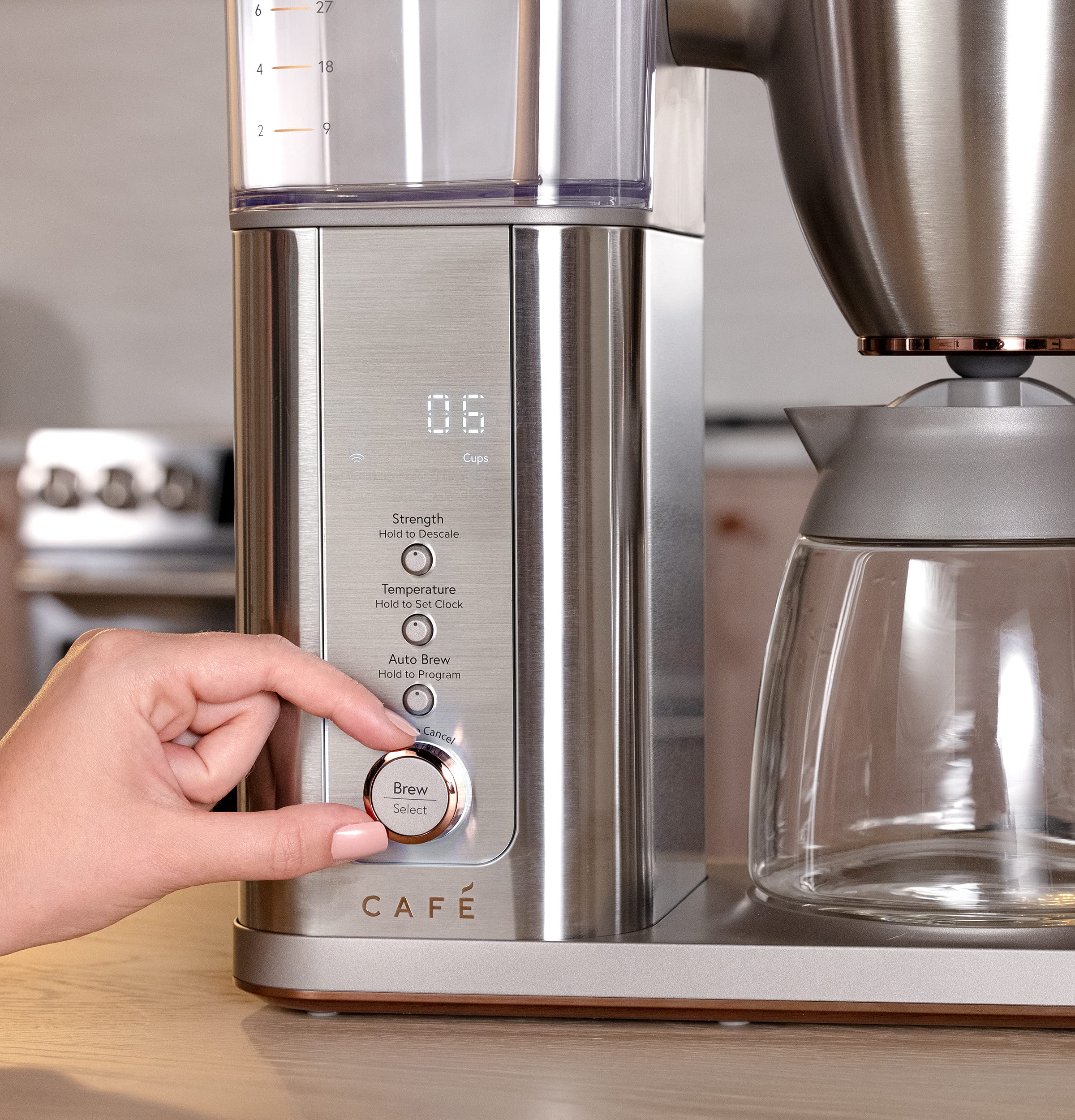 Caf   Specialty Drip Coffee Maker | 10-Cup Glass Carafe | Wifi Enabled Voice-To-Brew Technology | Smart Home Kitchen Essentials