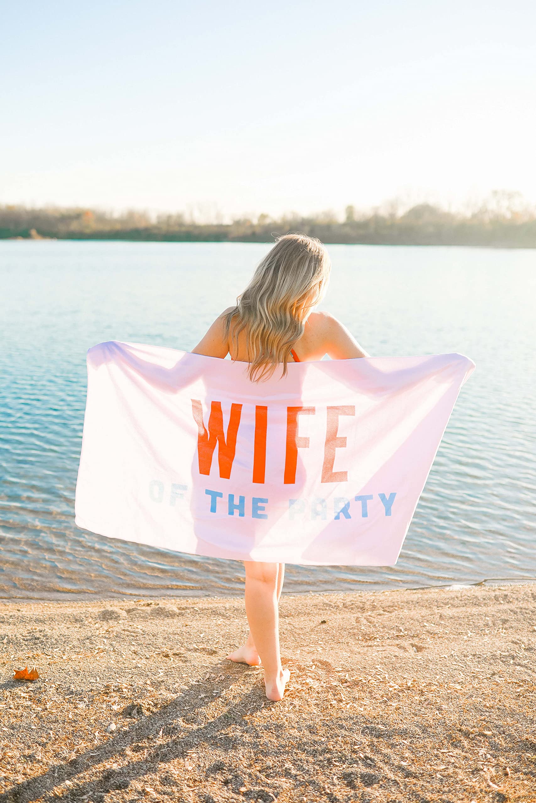 Pearhead Wife Of The Party Beach Towel, Bachelorette Party Decor, Bride To Be Accessory, Bridal Shower Gift