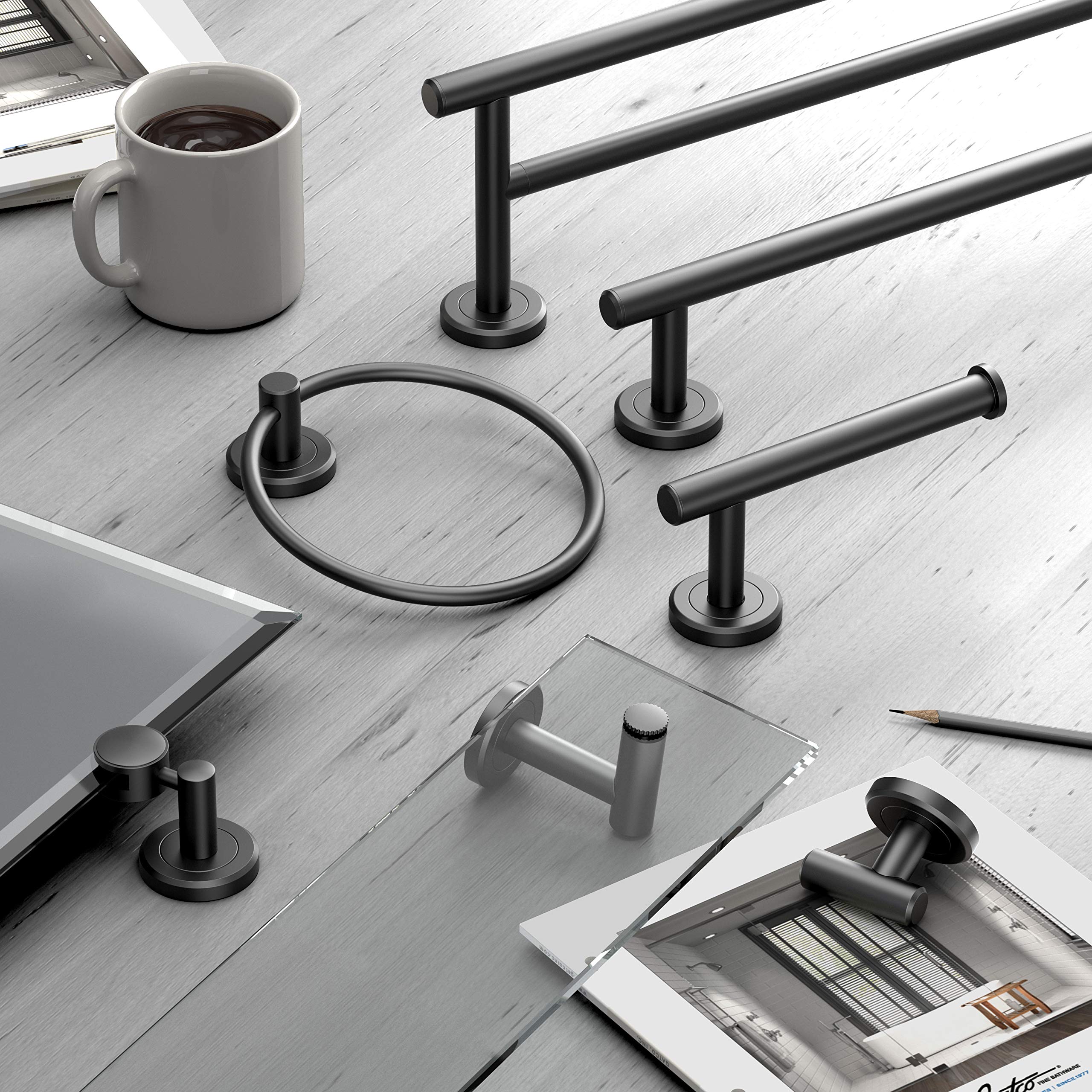 Gatco 1433Mx Latitude Ii Paper Towel Holder, Matte Black | Wall Mount Kitchen, Bathroom Paper Towel Holder