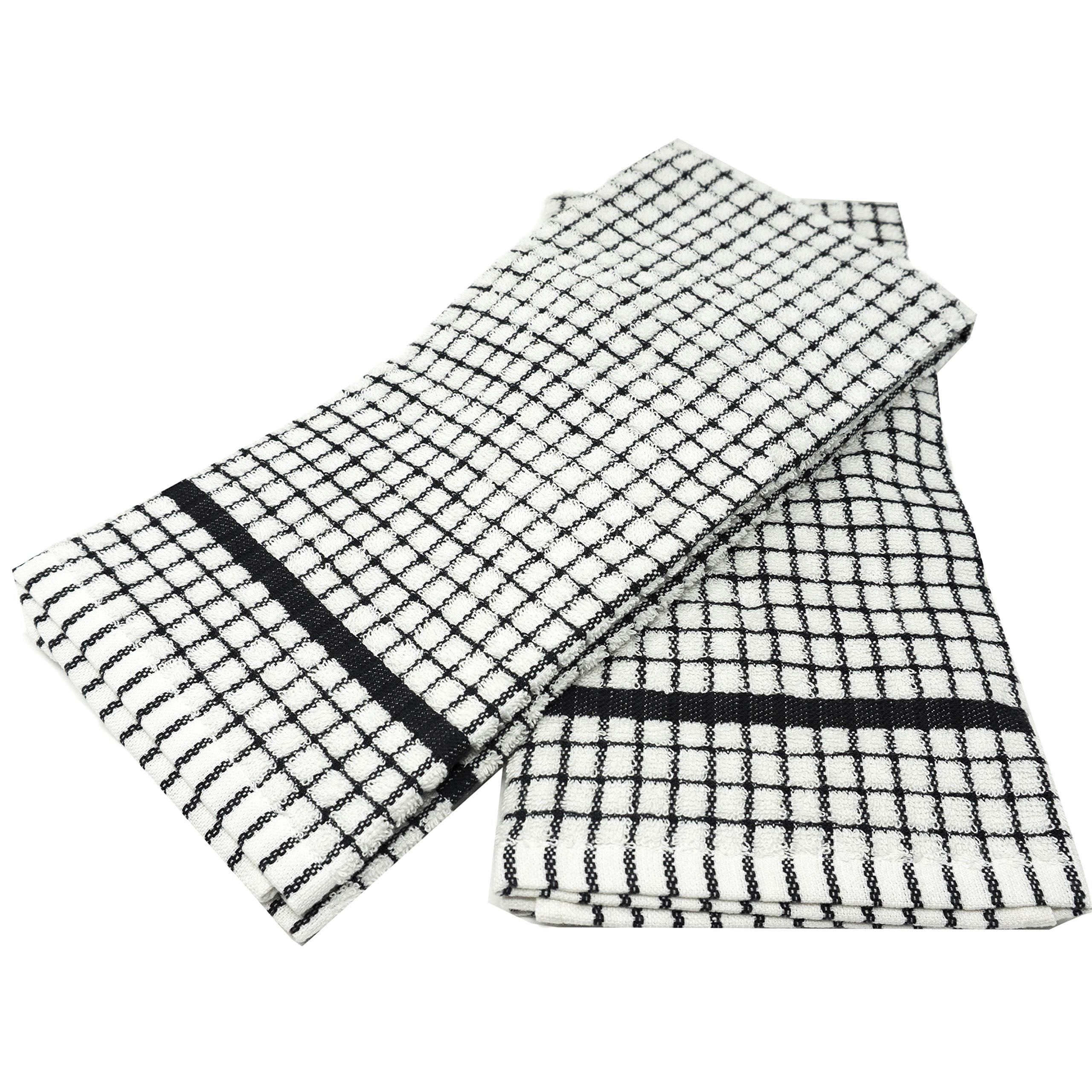 Laprima Shops Set Of 2 Terry Kitchen Towels, 20 X 30-Inch 100-Percent Cotton (Black)