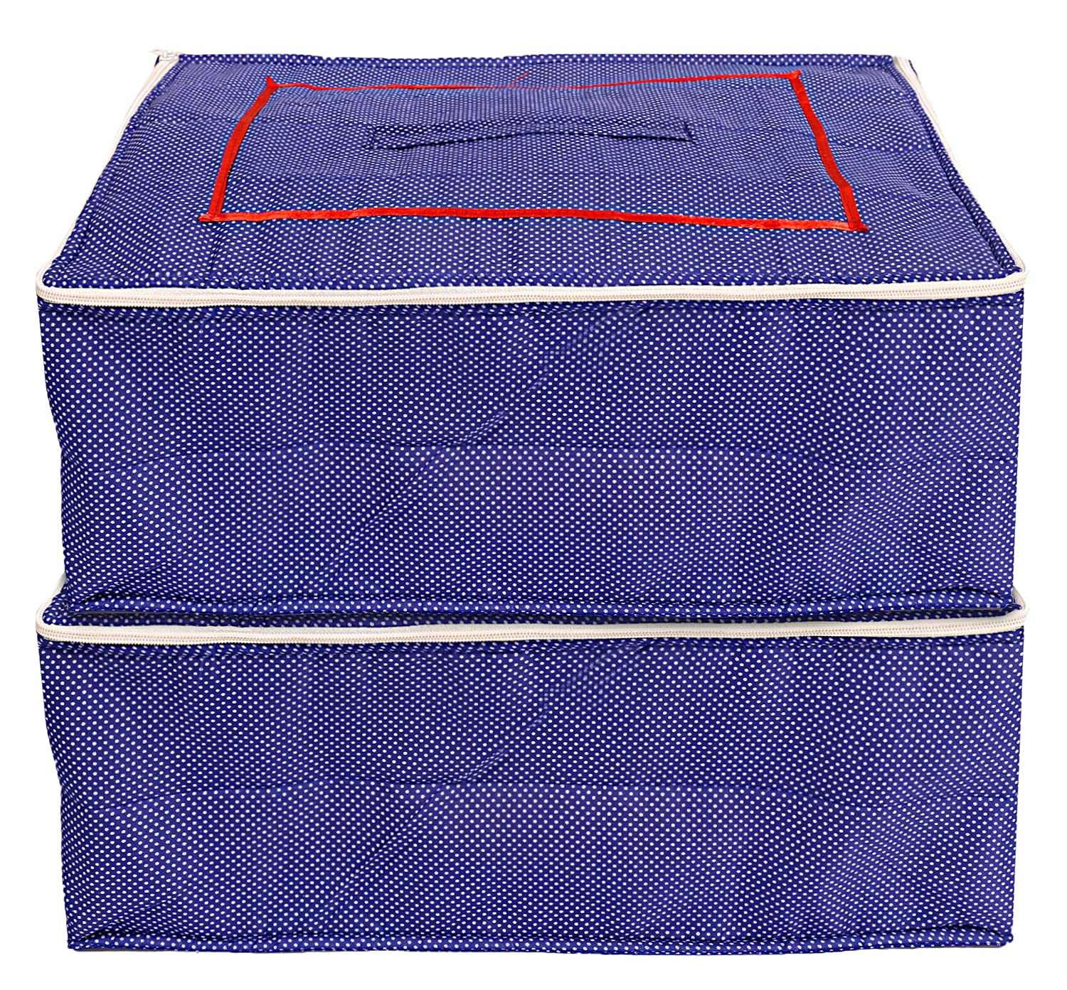 Kuber Industries Dot Printed Cotton Saree Cover, Clothes Organiser For Wardrobe, Storage Bag, Regular Clothes Storage Bag With H