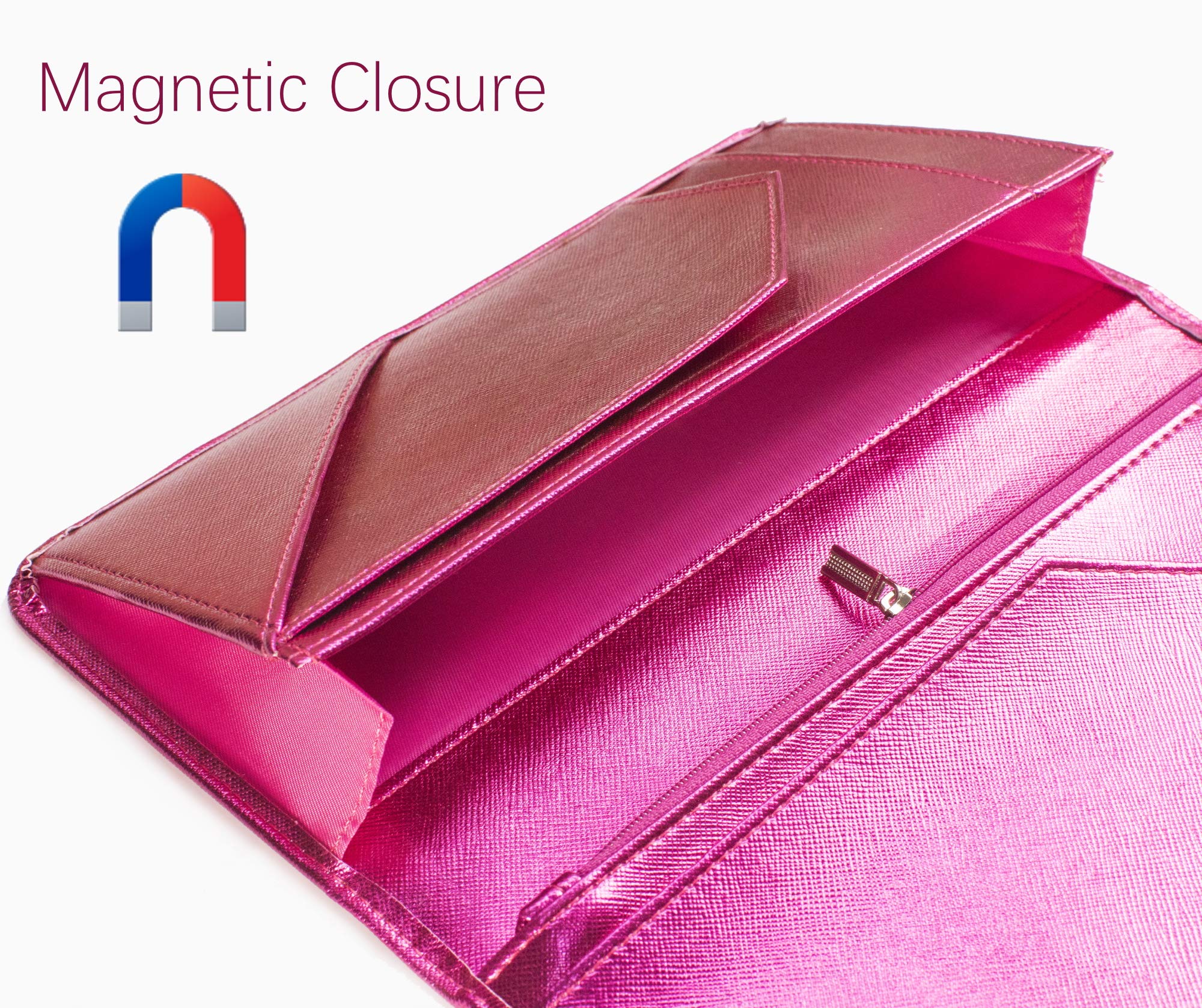 4.7 X 9 Hot Pink Server Book for Waitress Book with Money Pocket and Magnetic Closure  Restaurant Waitstaff Organizer with Zipper Pocket Fit Server Apron with High Volume Pocket