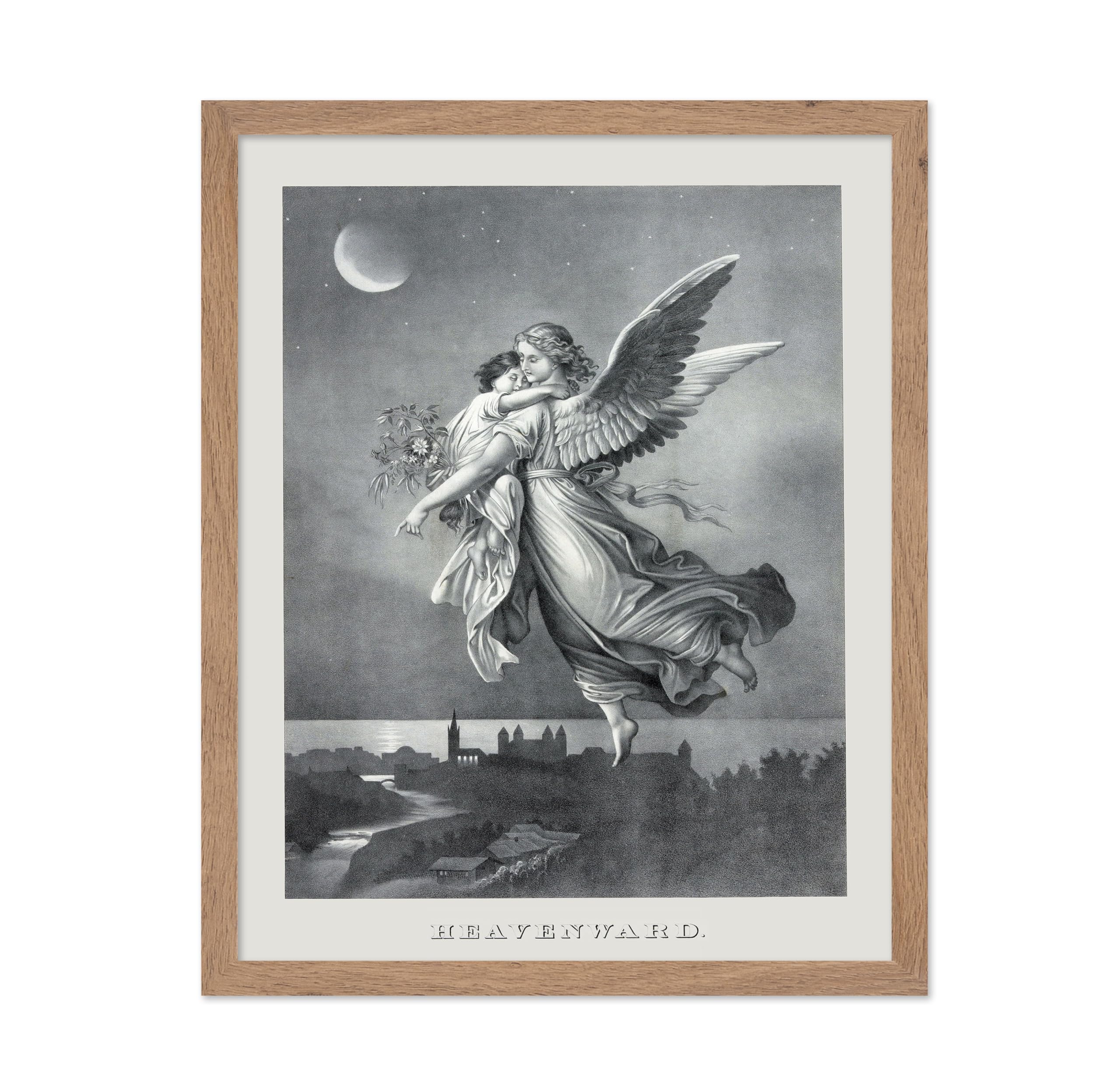 Poster Master Classic Religious Poster - Vintage Spiritual Print - Gift for Artist, Friend - Angel And A Child, Flying Into Heav