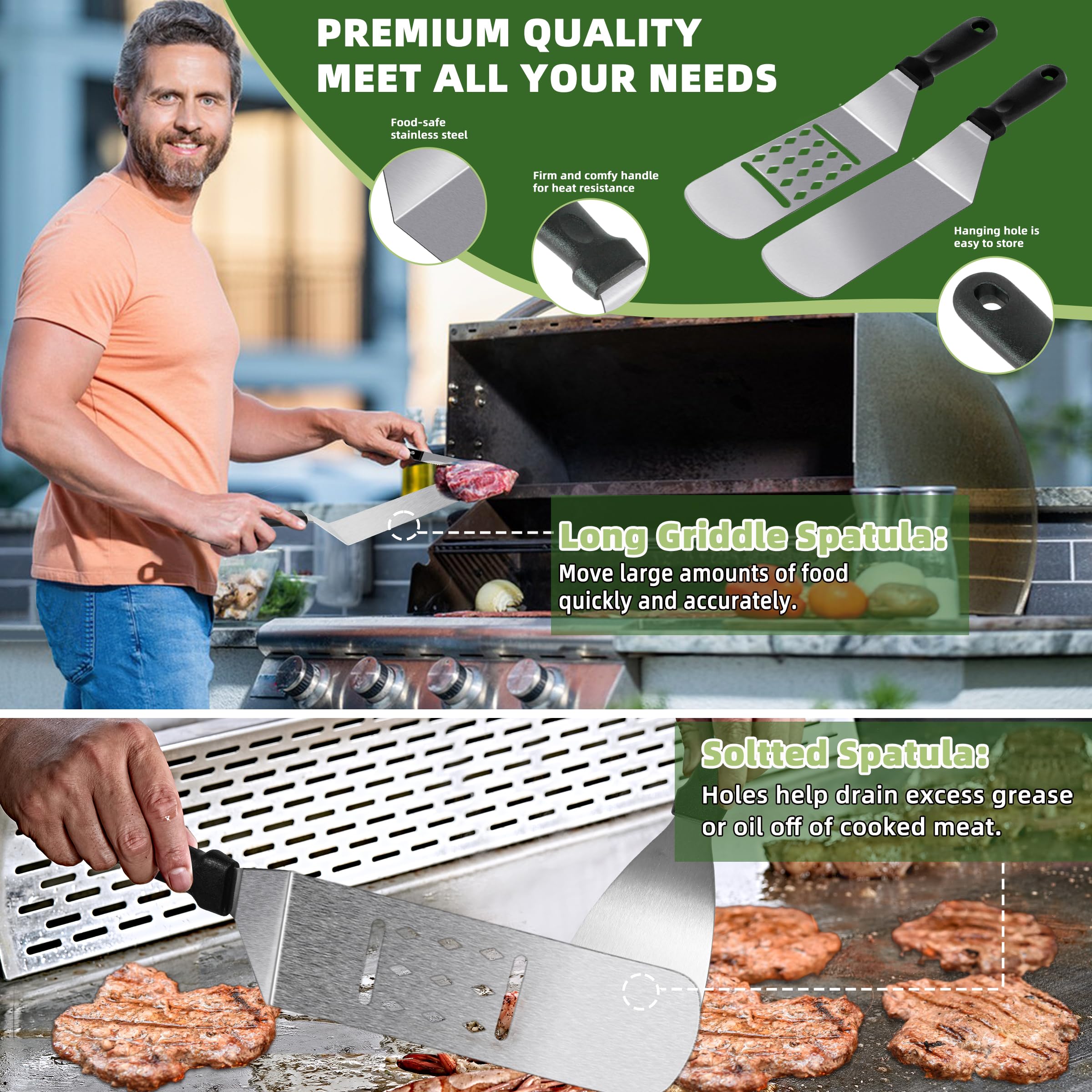 42Pcs Griddle Accessories Kit, Flat Top Grill Accessories Set For Blackstone And Camp Chef, Grill Spatula Set With Melting Dome,