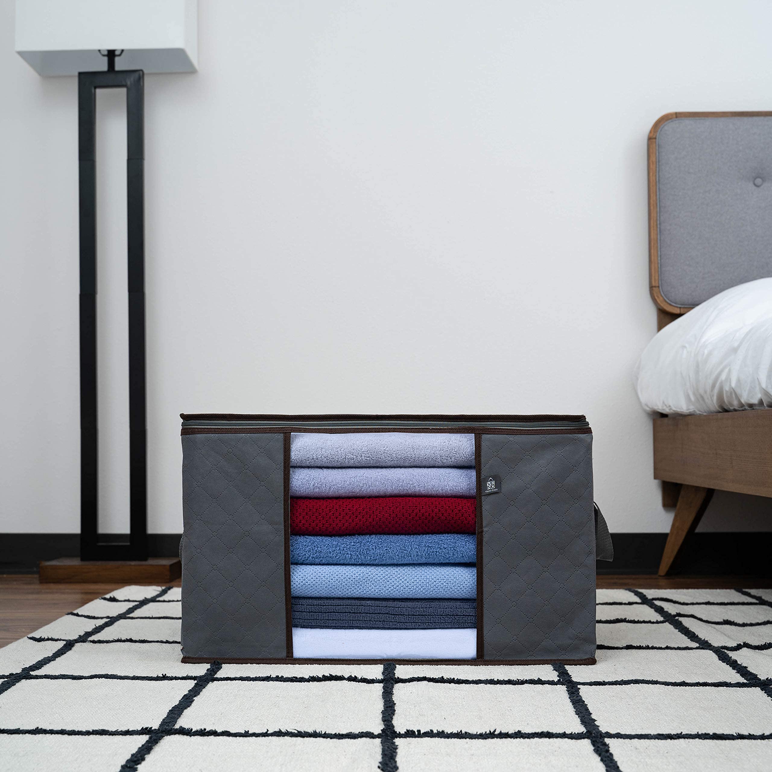 VENO 3 Pack Extra Large Clothes Storage Bag Organizer with Reinforced Handle Thick Fabric for Comforters, Blankets, Bedding, Fol