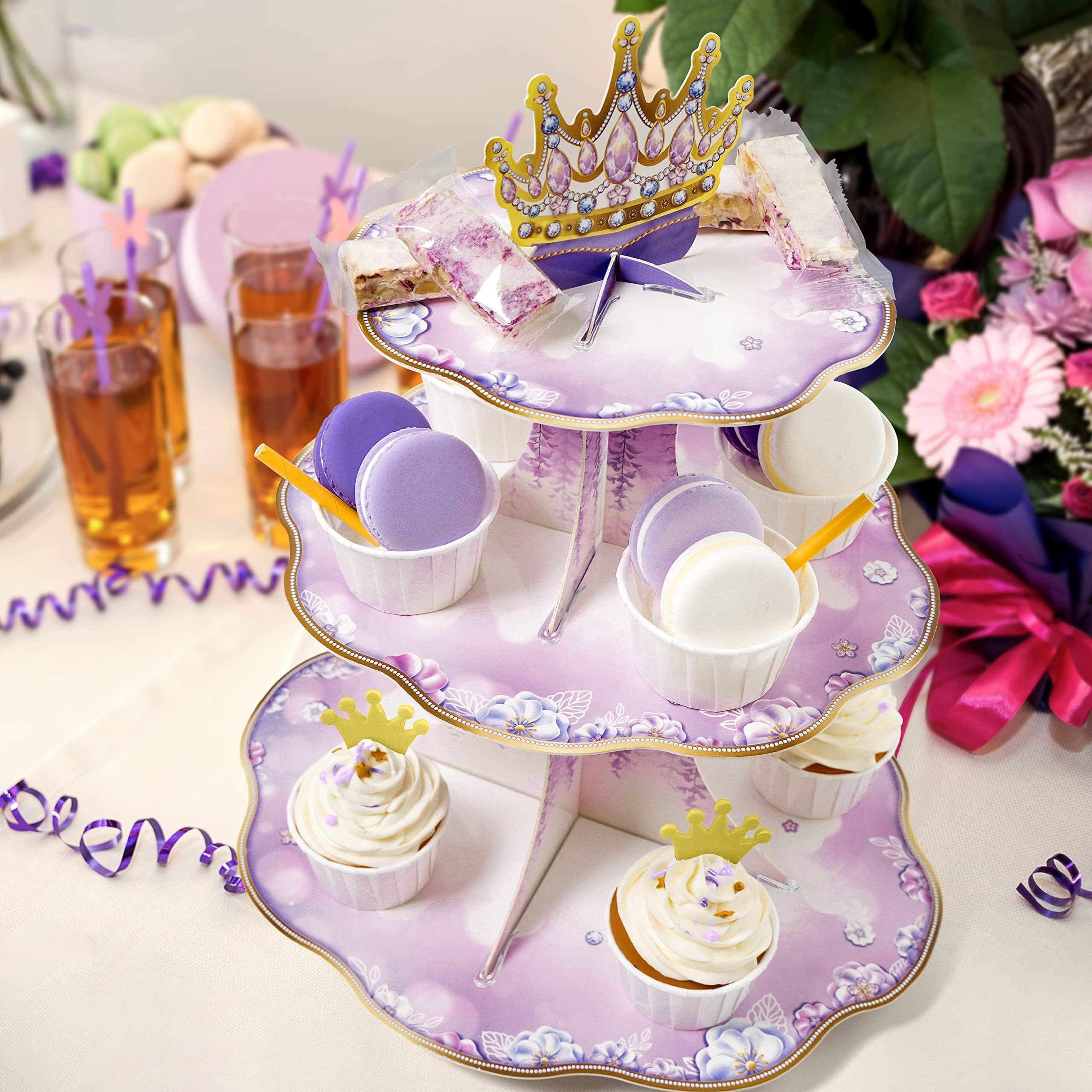 Cheerland Lavender Cupcake Stand For Purple Themed Kids Birthday Celebration Party Supplies And Decorations
