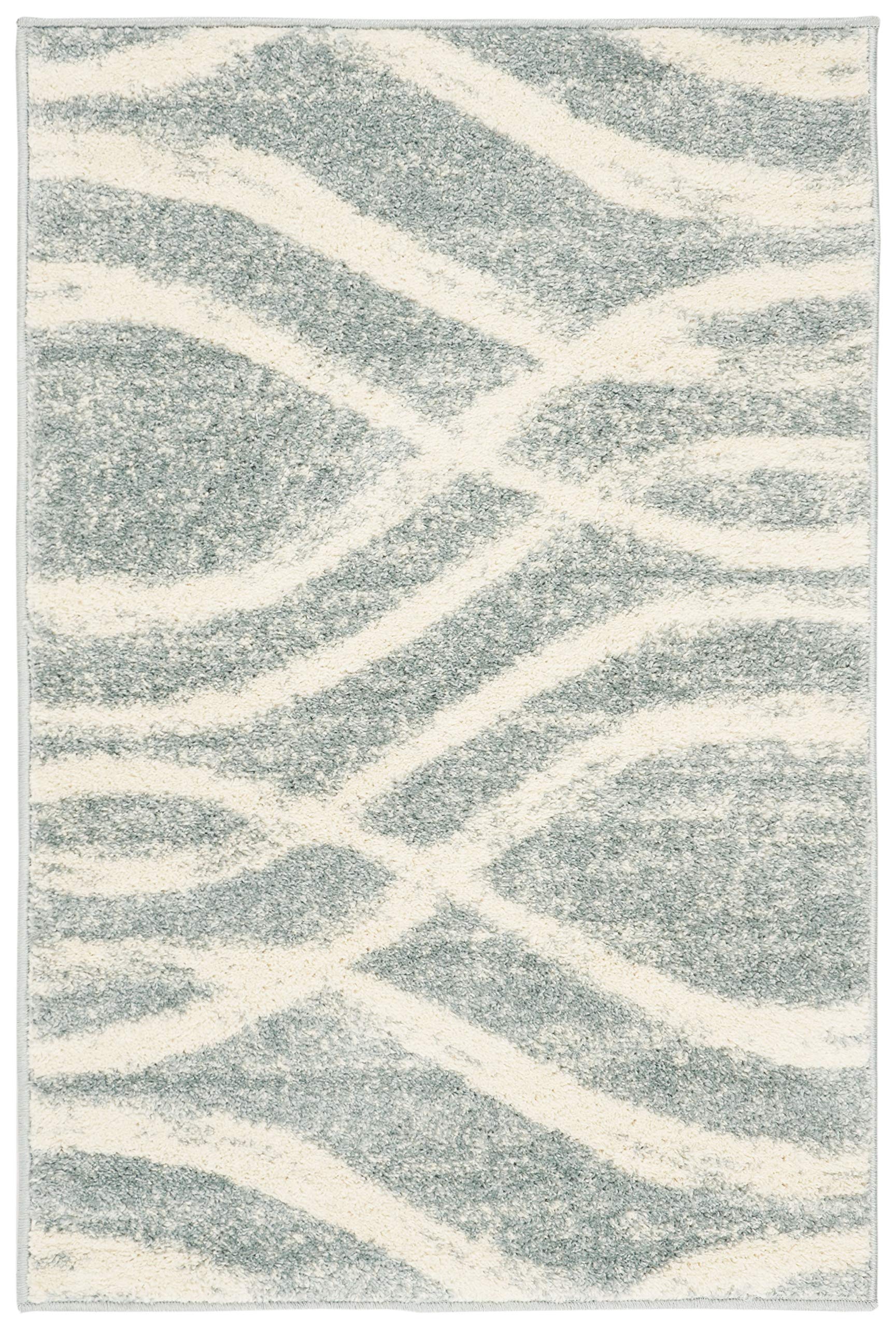 SAFAVIEH Adirondack Collection Accent Rug - 26 x 4, Cream & Slate, Modern Wave Distressed Design, Non-Shedding & Easy Care, Id