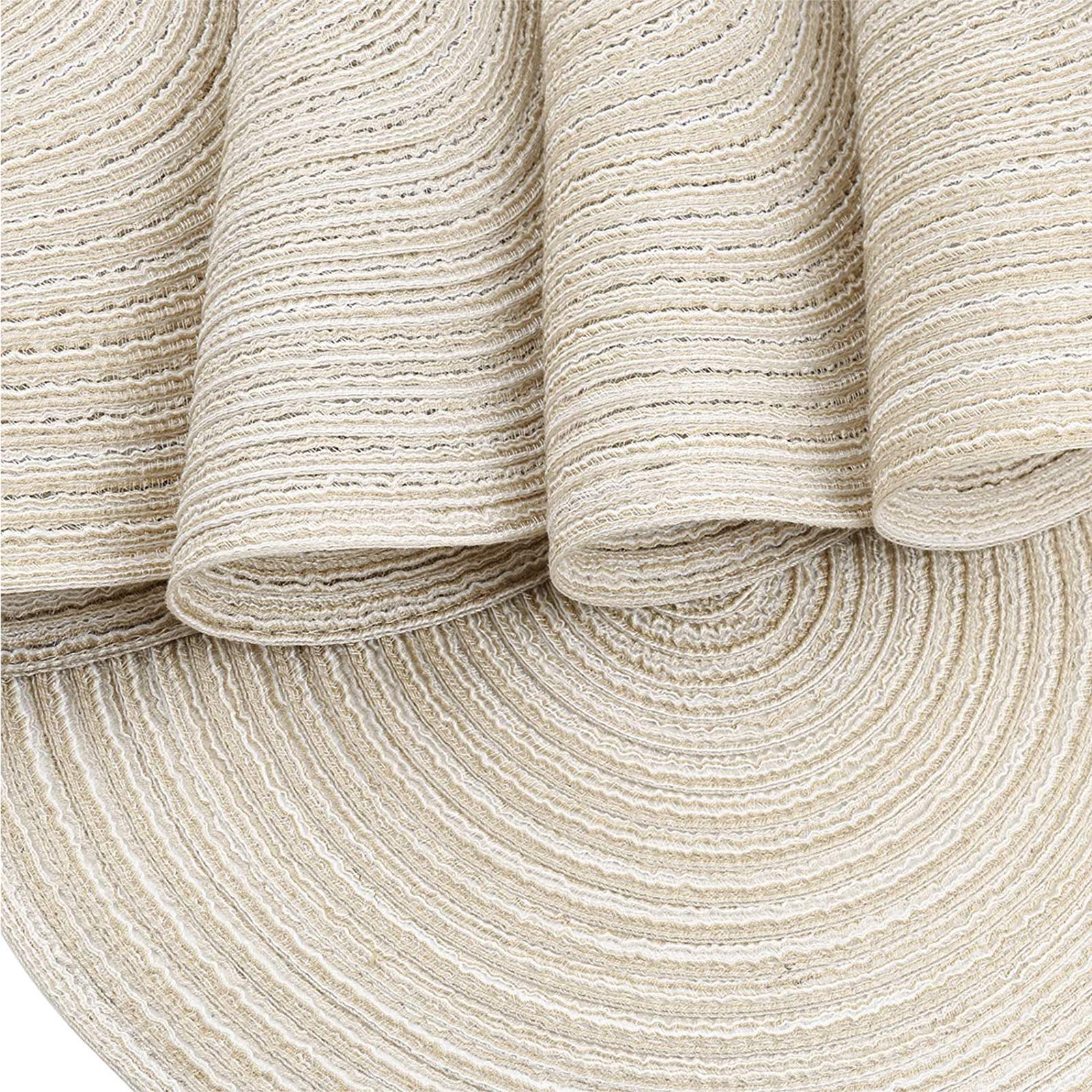 Abuzhen 15 Inch Round Placemats Set Of 6 Heat-Resistant Stain Resistant Anti-Skid Washable Polyproplene And Cotton Table Mats Pl