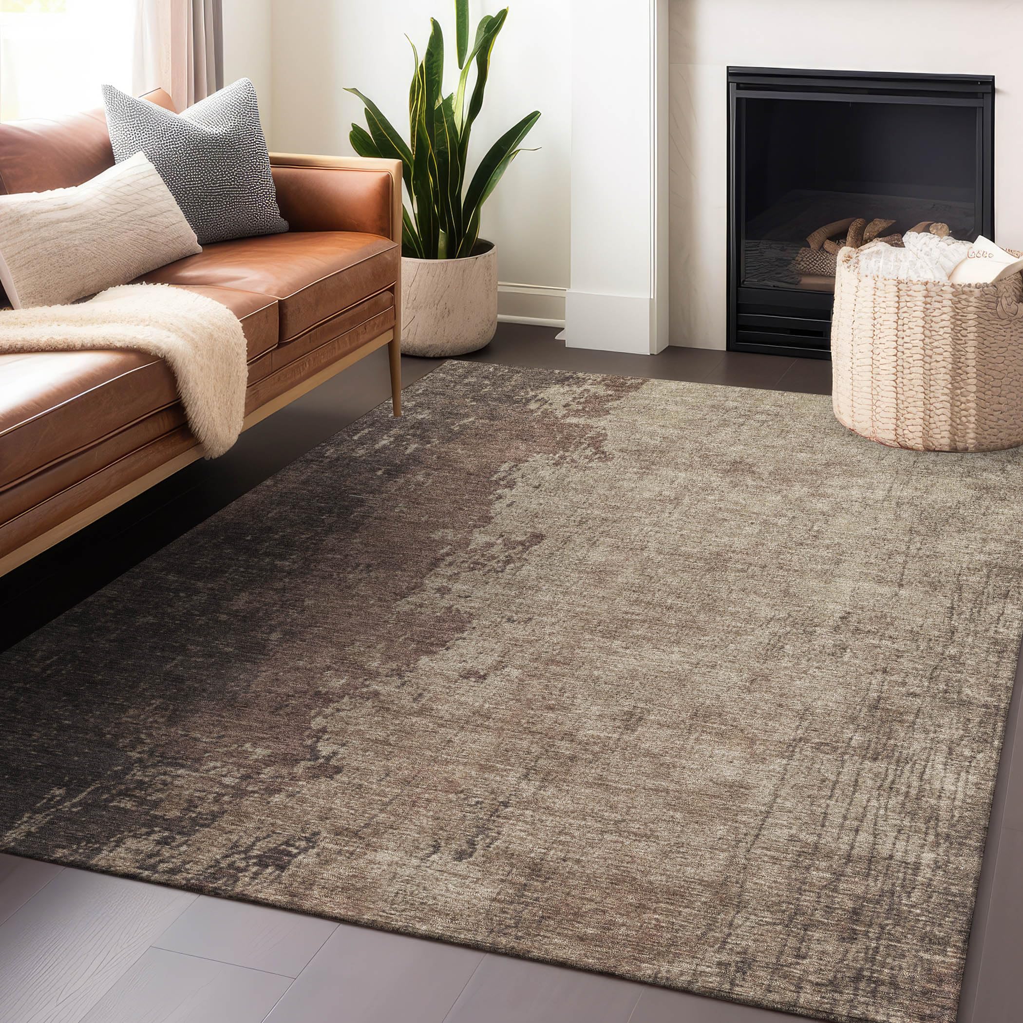 Machine Washable Indoor/Outdoor Chantille Chocolate 26 x 310 Rug