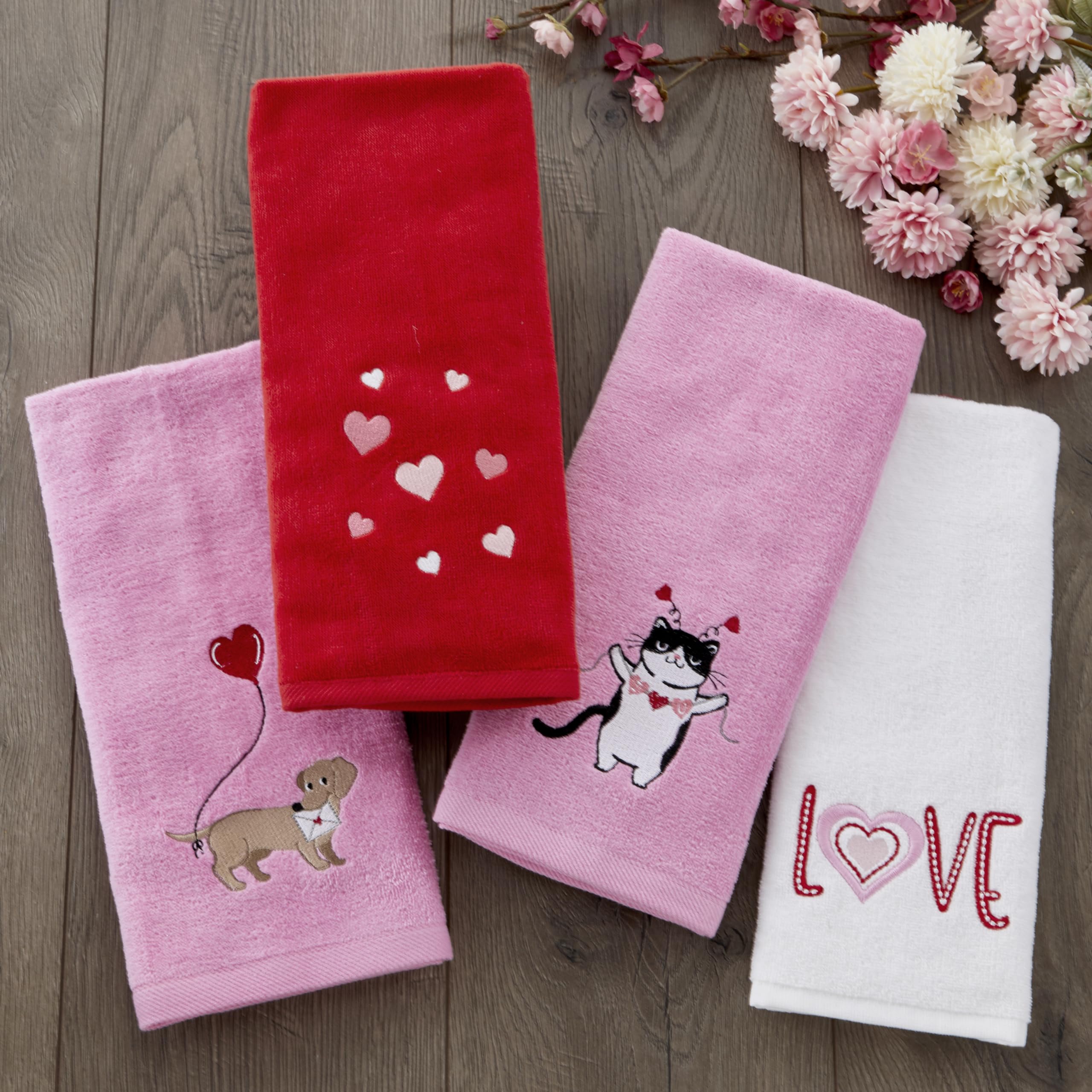 Skl Home Valentine Dachshund Hand Towel Set, 2 Count
