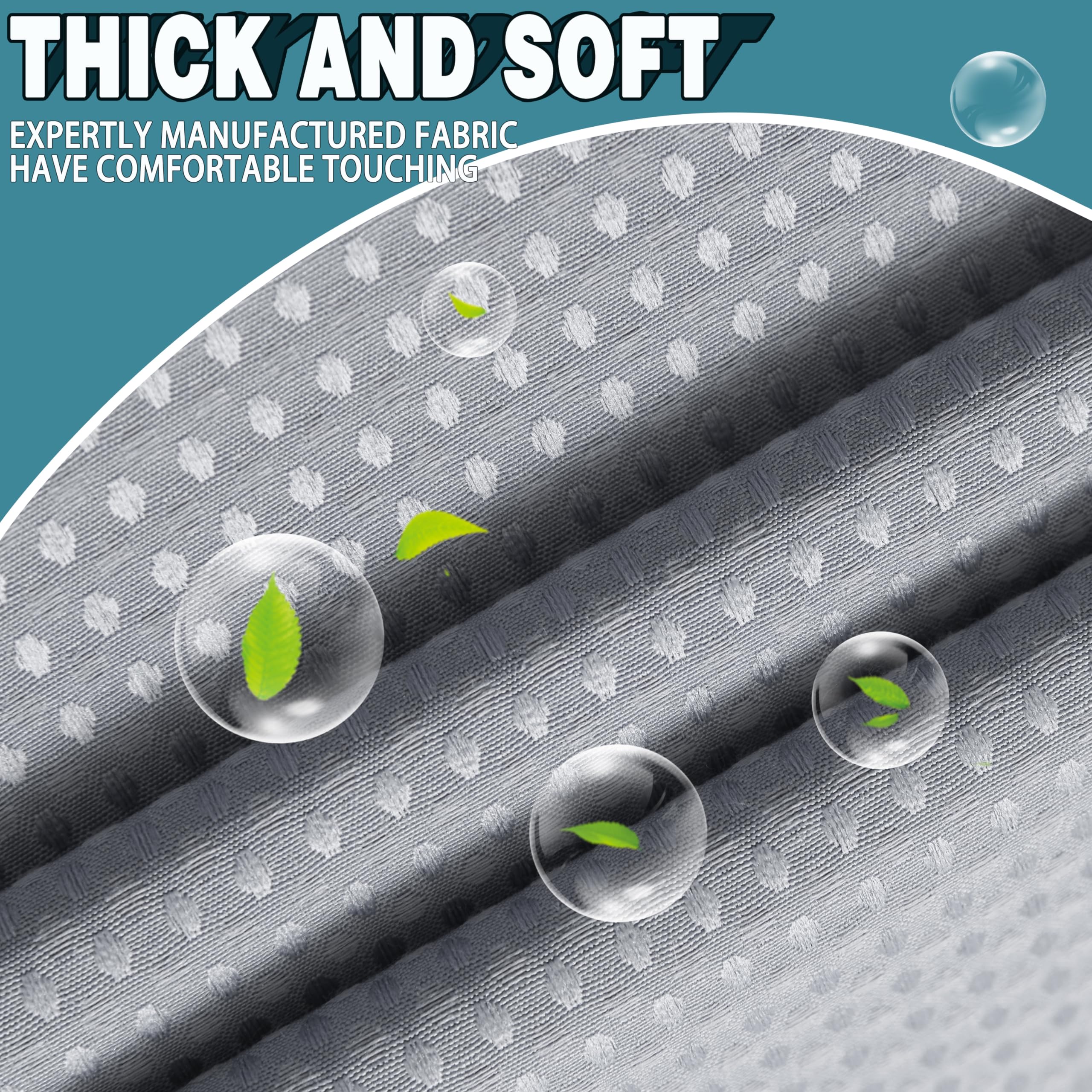 Conbo Mio Hotel Grade Fabric Shower Curtain Set With Snap In Liner For Bathroom With See Through Top Window, Waffle Weave Shower