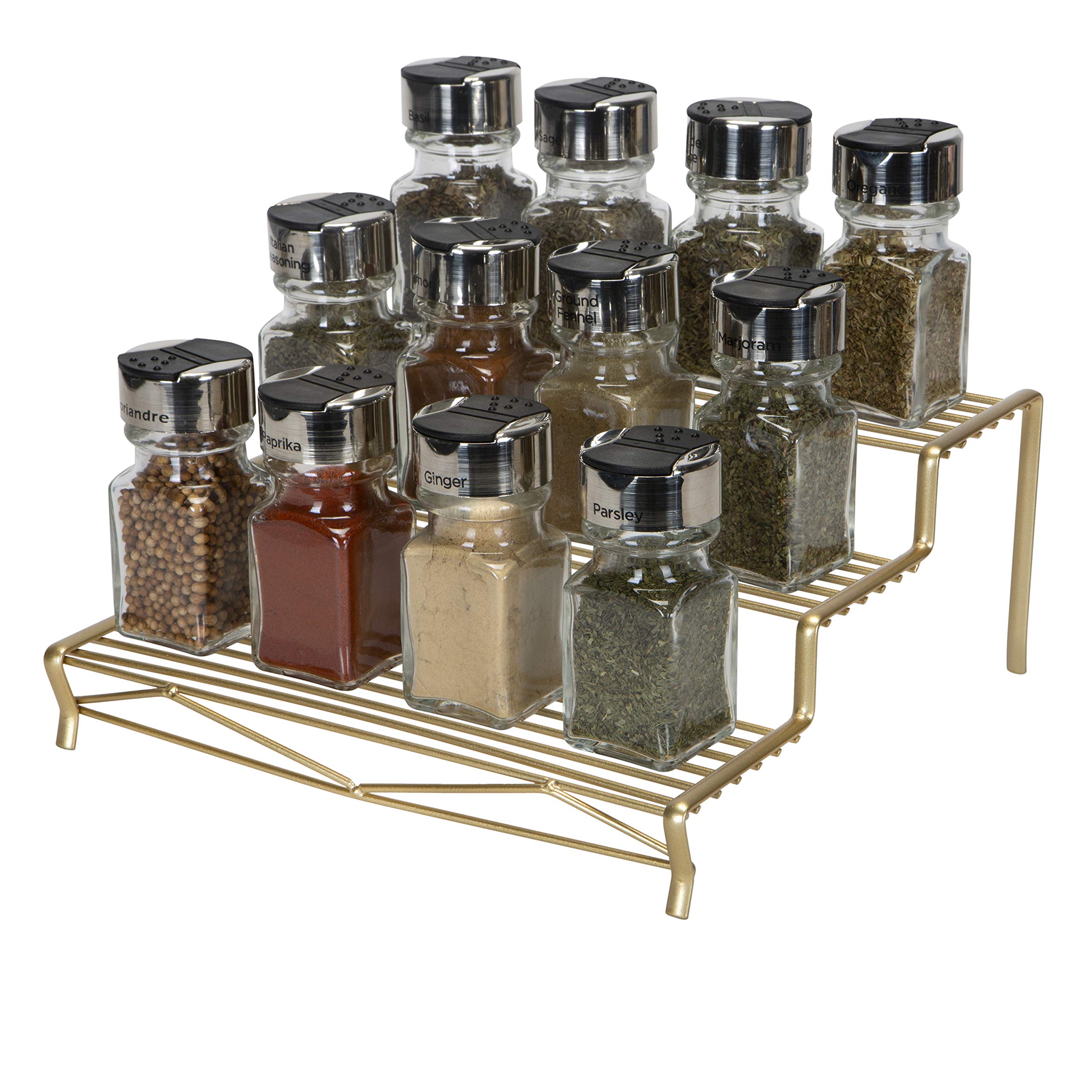 Kitchen Details Geode 3 Tier Spice Rack | Countertop & Cabinet Organizer | Free Standing | Rust Resistant | Satin Gold