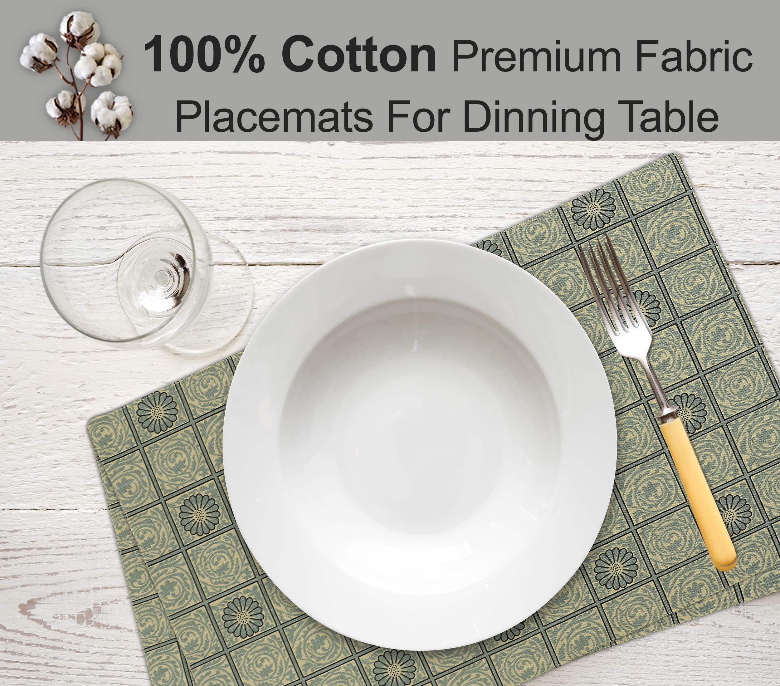 Ruvanti Placemats 100% Cotton 13 X19 Inch, Dining Table Placemats Set Of 6, Modern Place Mats For Dining Table Decor, Kitchen An