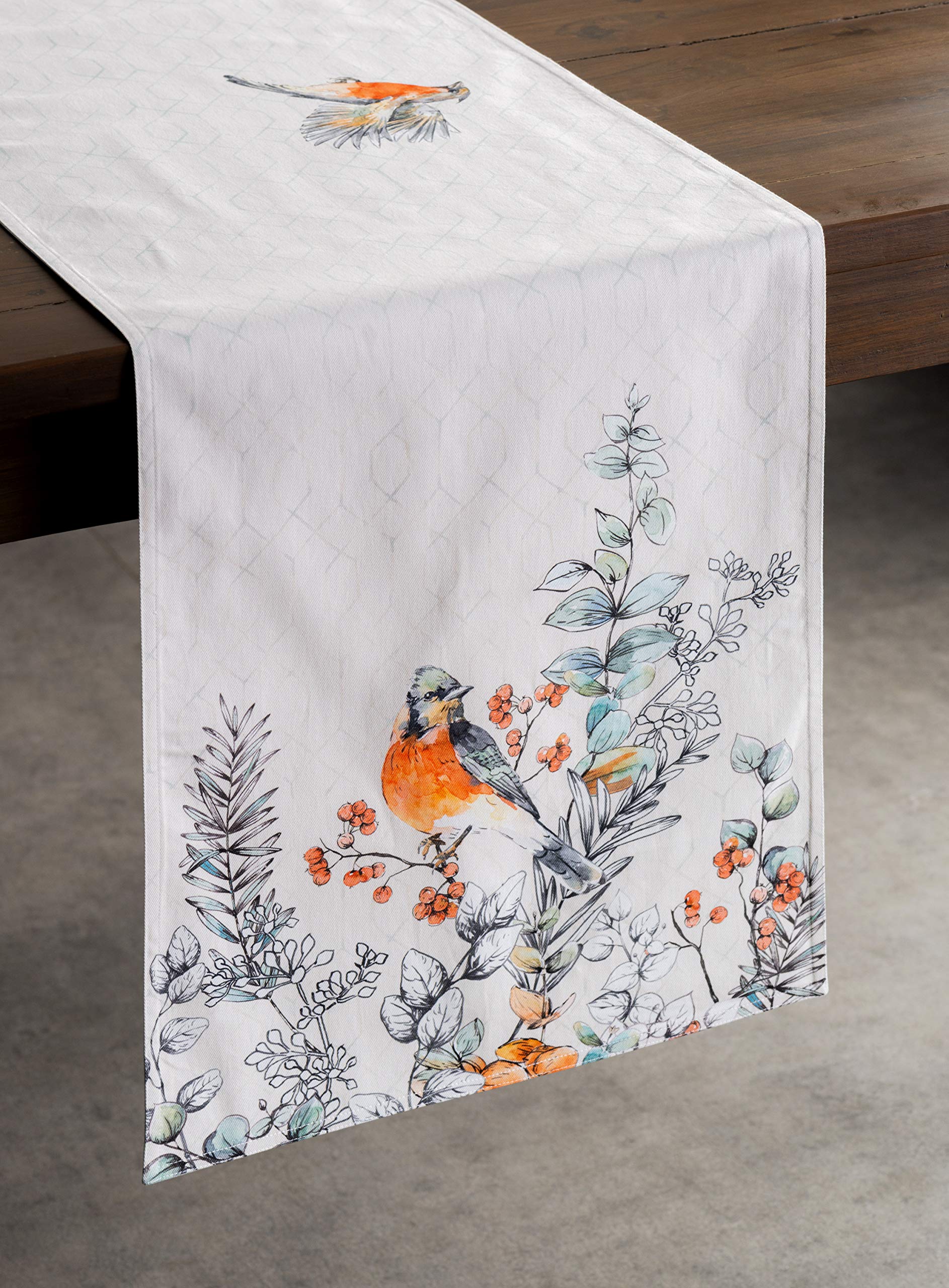Maison D' Hermine Table Runners 100% Cotton 14.50Inch X 108Inch Tablerunner, Decorative Table Runner, Dining, Whitish Shabby Chi