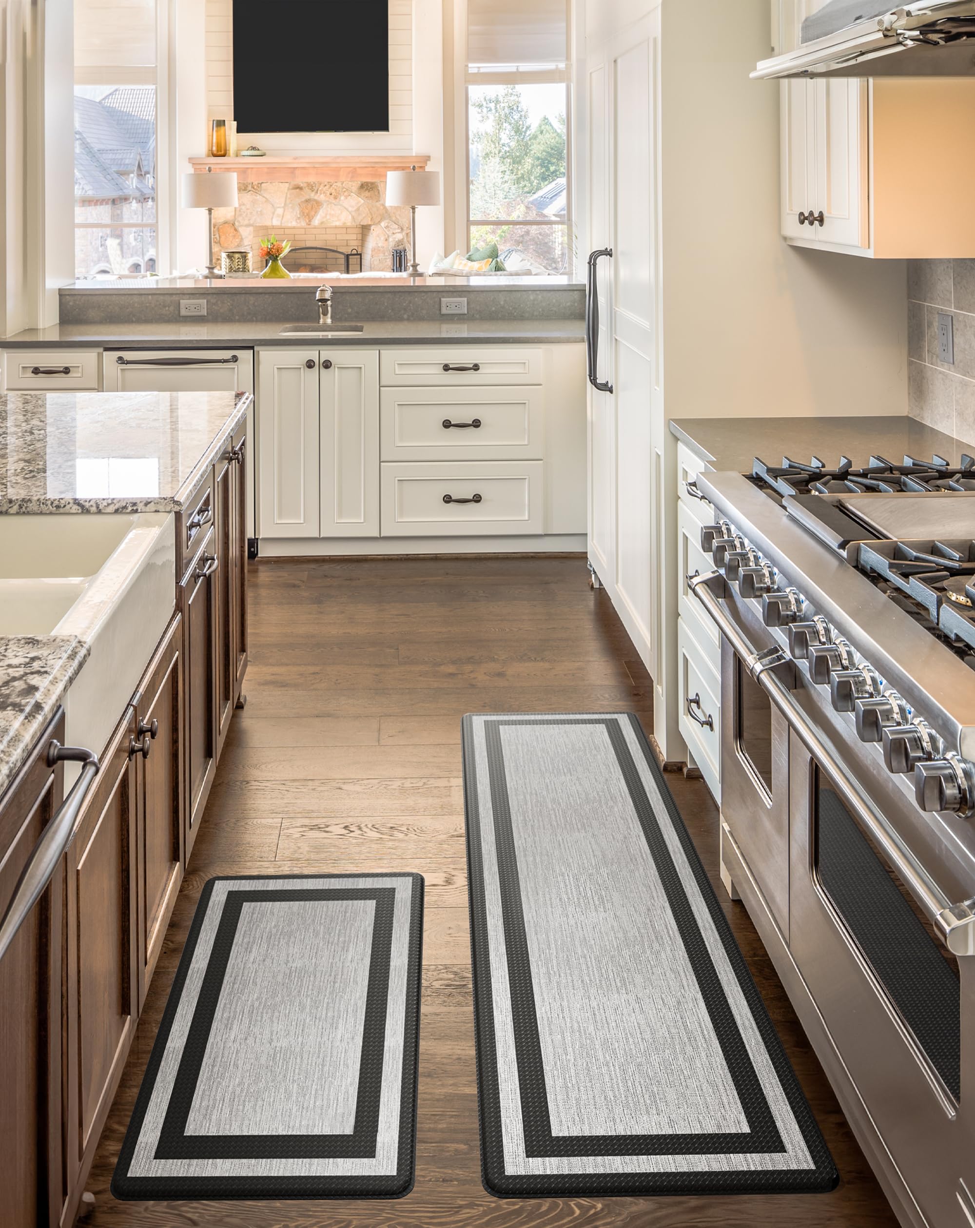 Homergy Anti Fatigue Kitchen Mats For Floor 2 Pcs, Memory Foam Cushioned Rugs, Comfort Standing Desk Mats For Office, Home, Laun