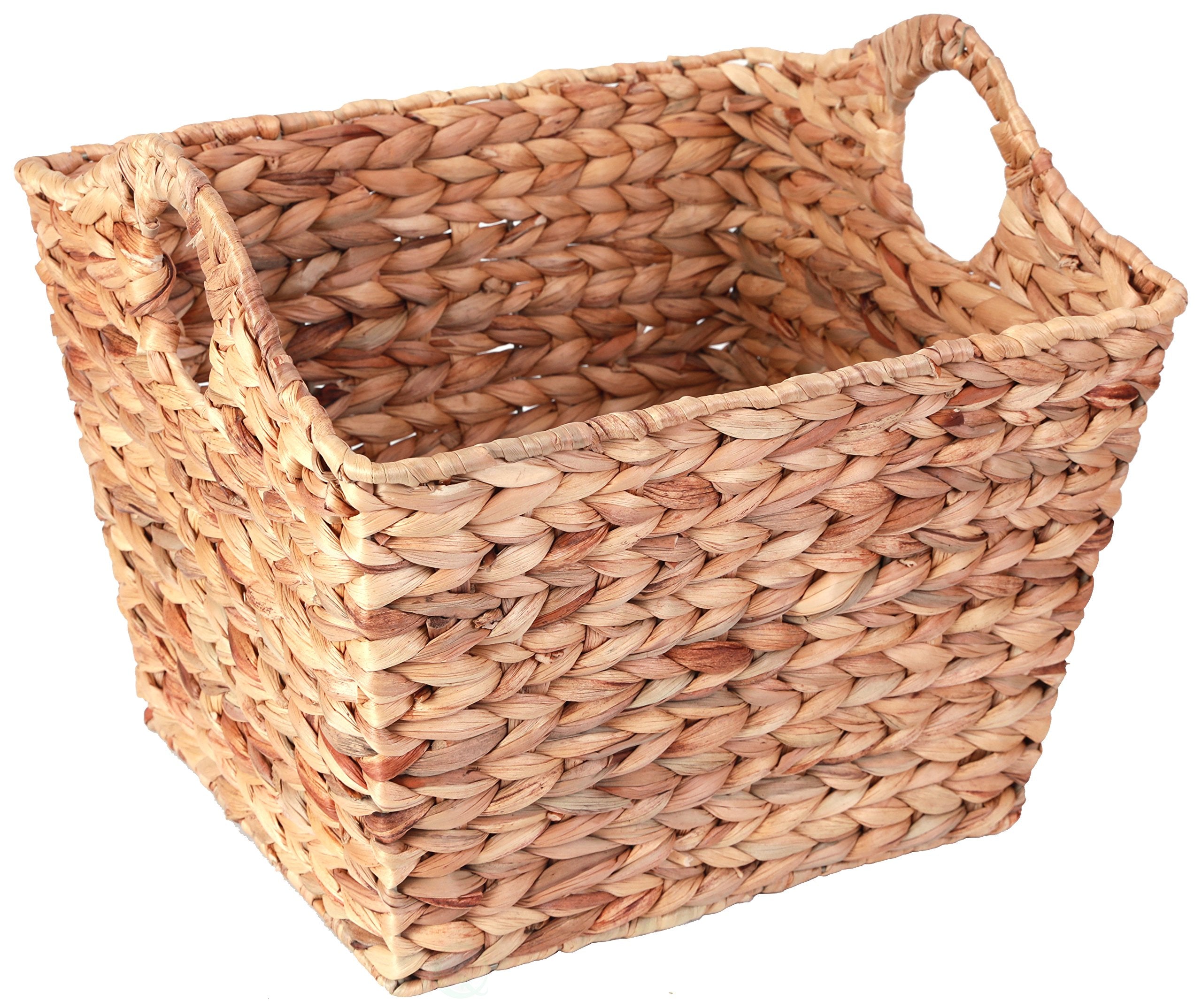 Vintiquewise Water Hyacinth Square Wicker Shelf Basket (Large)