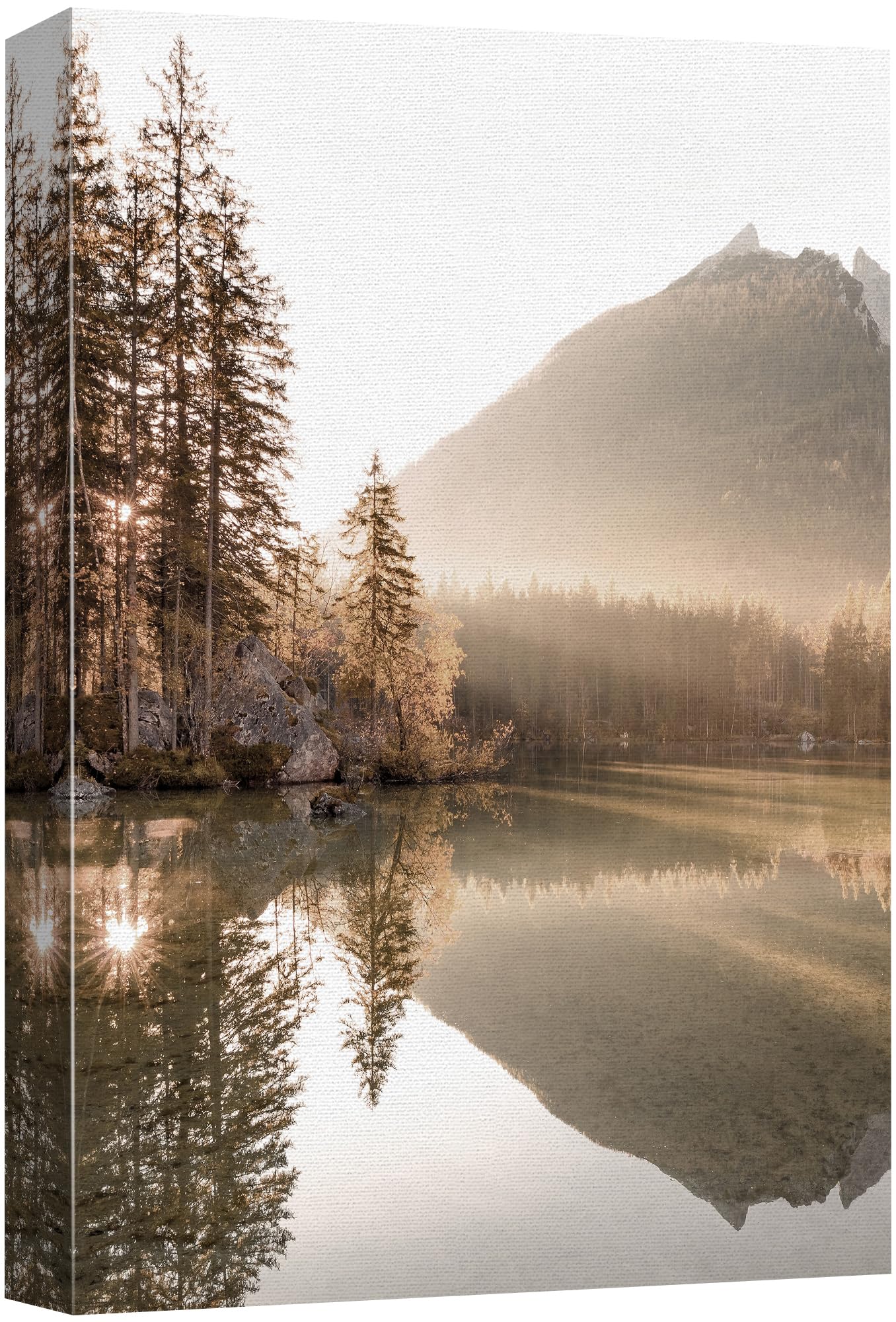 Signford Canvas Print Wall Art Autumn Reflections On Mountain Lake Golden Foliage And Serene Nature Photography Realism Decorati