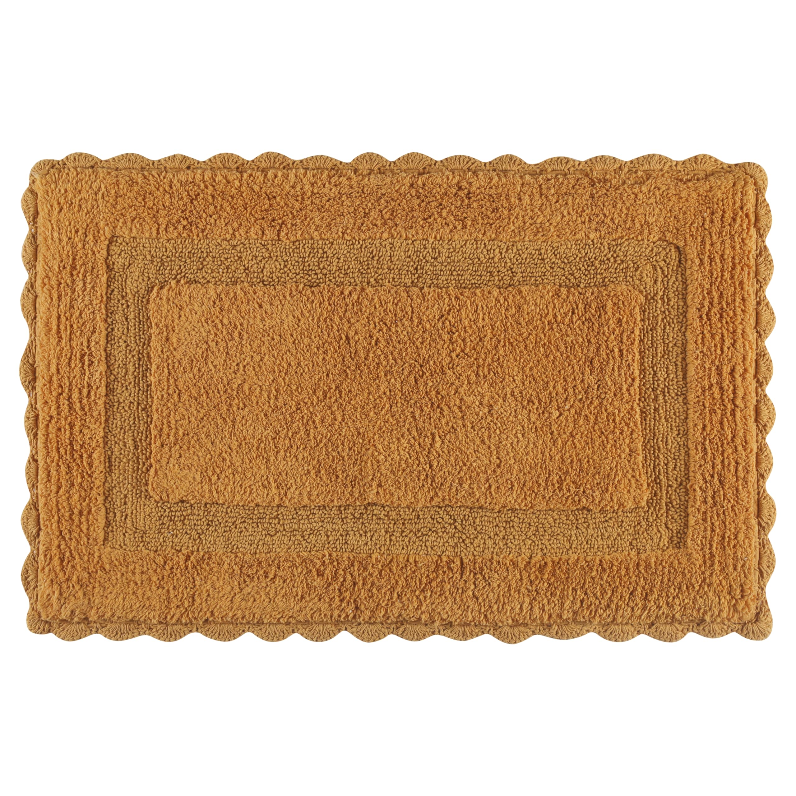 Cotton Crochet Bathmat With Antiskid 21X34 Mustard, 100% Pure Cotton, Super Soft White, Plush & Absorbent, Hand Tufted Heavy Wei