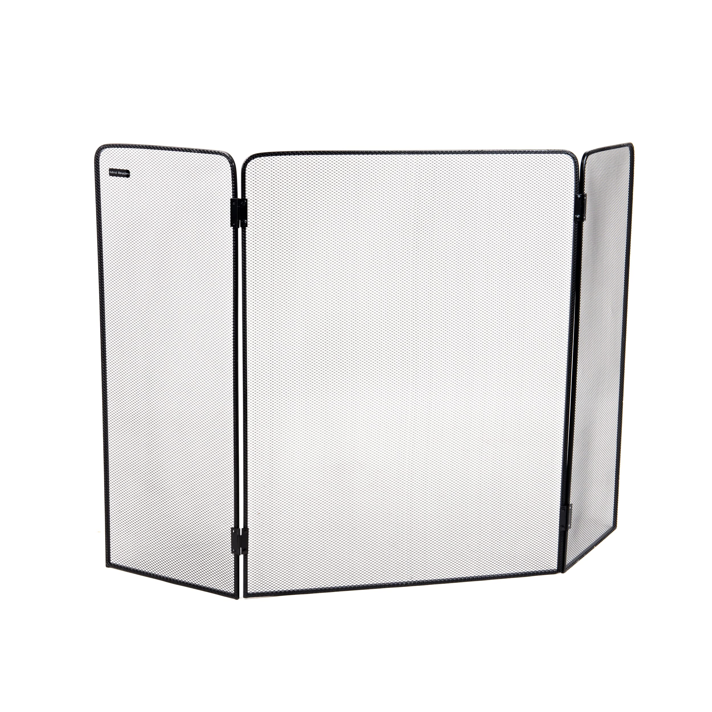 Mind Reader 3-Panel Fireplace Screen, Folding, Indoor Outdoor, Stand Alone, Metal Mesh, 26.25''L X 0.25''W X 24''H, Black