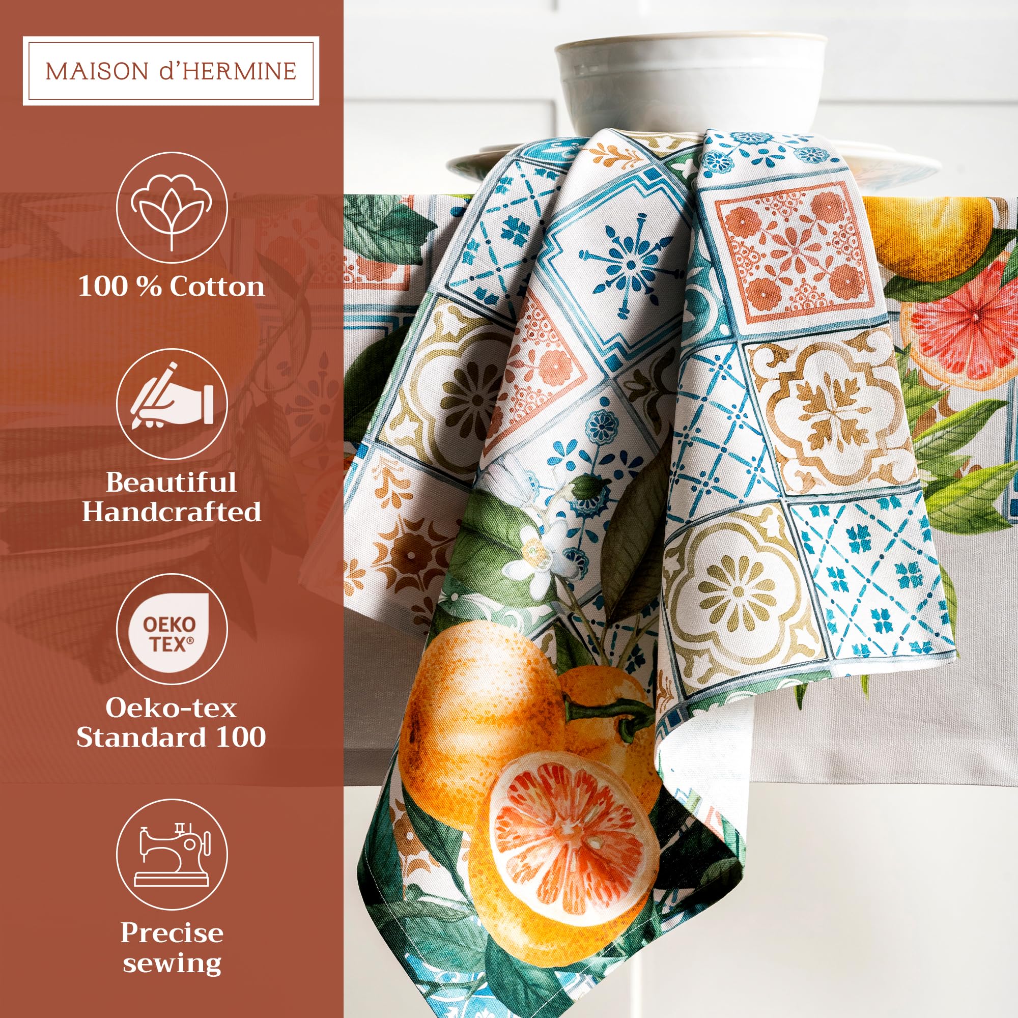 Maison D Hermine Napkins 100% Cotton Set Of 4 Decorative Cloth Napkin Washable Dinner Napkins For Gifts, Holiday, Dinner, Weddin