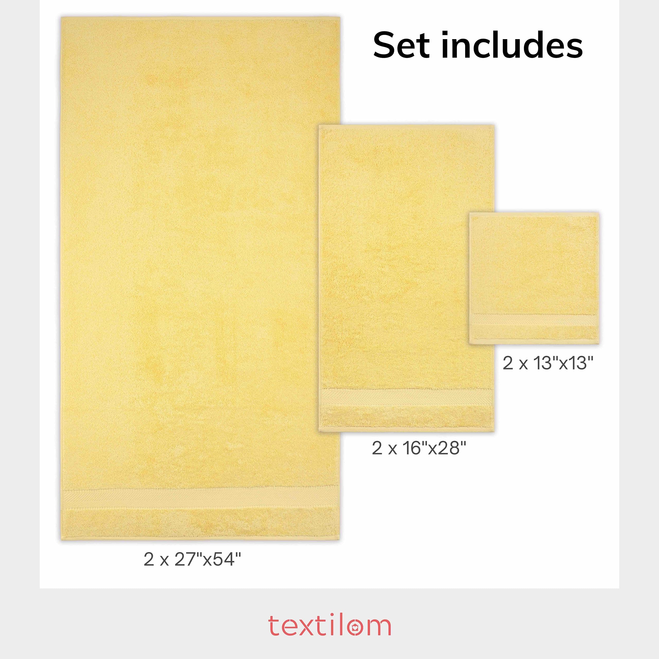 Textilom 100% Turkish Cotton 6 Pcs Bath Towel Set, Luxury Bath Towels For Bathroom, Soft & Absorbent Bathroom Towels Set ( 2 Bat