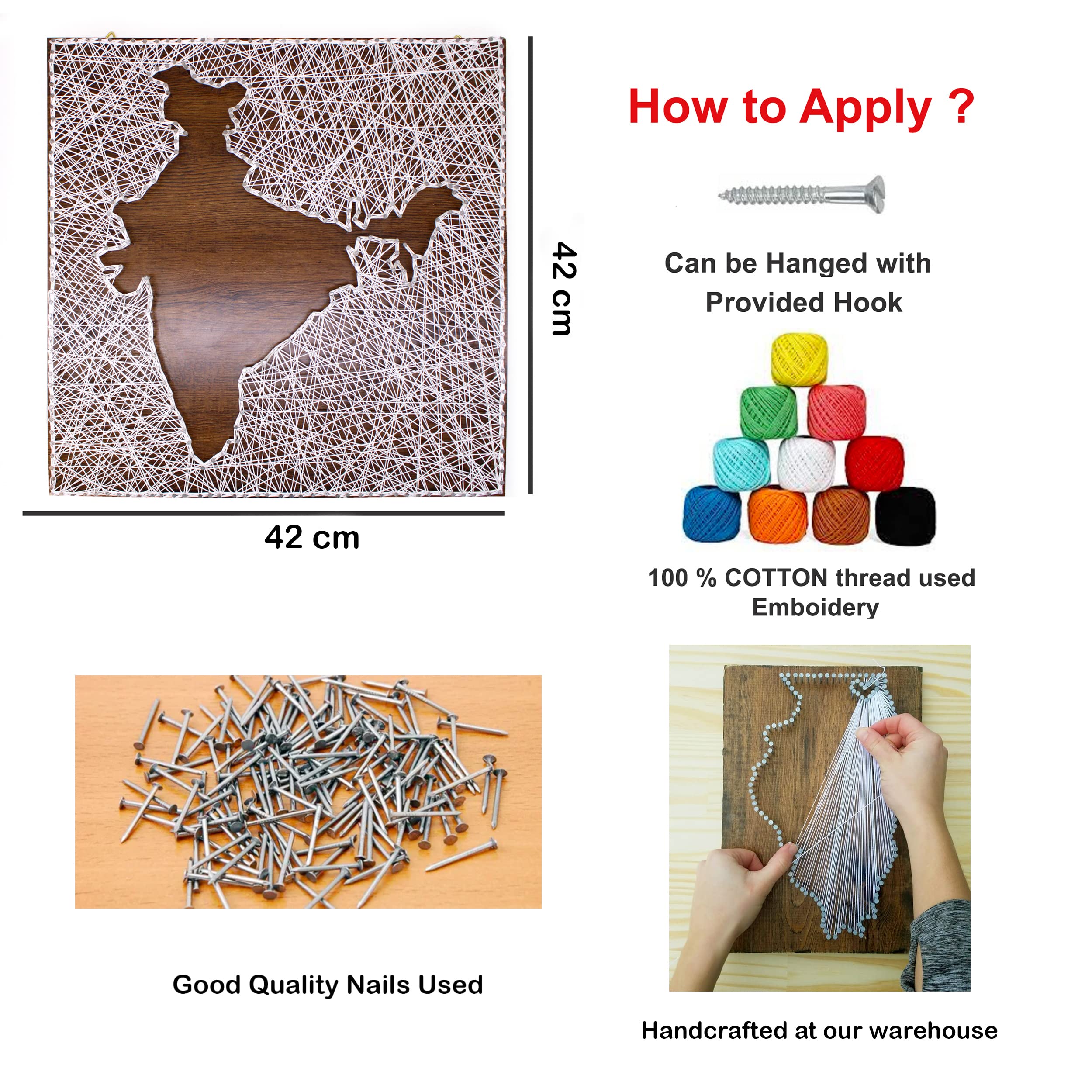 VAH India Filled String State Decorative Wall Hanging Thread Art For Wedding Gift, Anniversary Gift, Birthday GIft