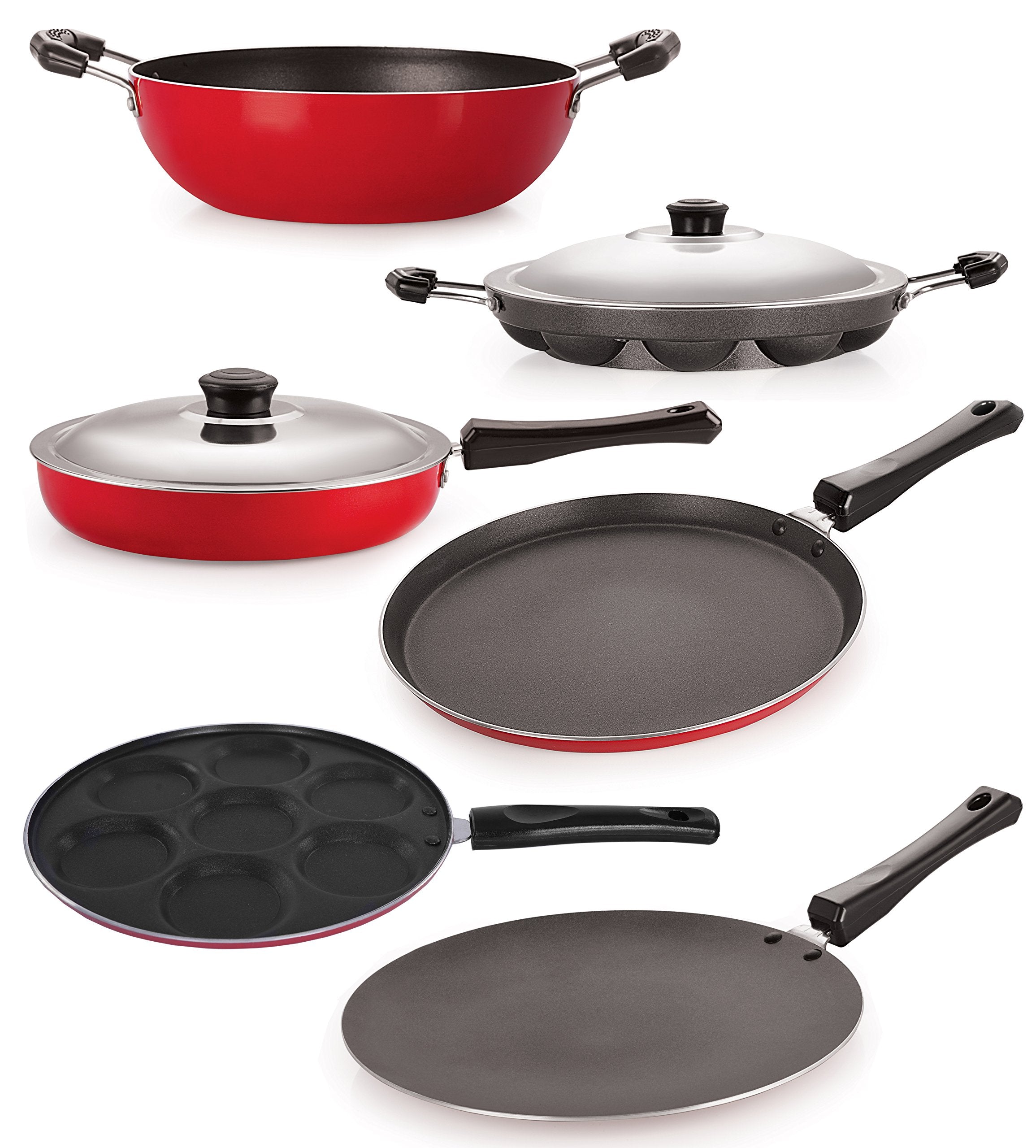 Nirlon NonStick 6 Piece Aluminium Kitchen Utencils Combo Set With Steel Lid