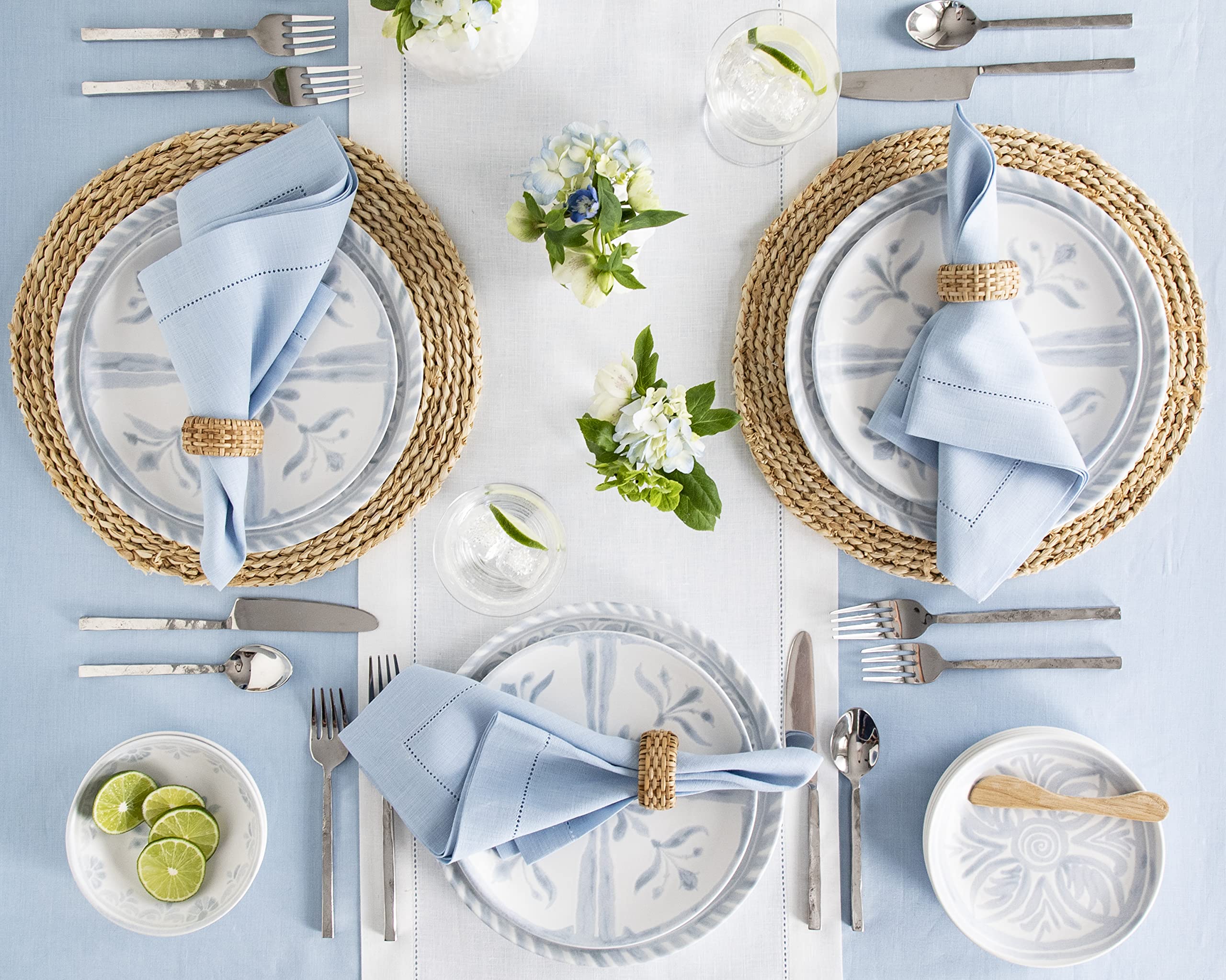 Solino Home Linen White Table Runner 132 Inches Long - 100% Pure Linen Classic Hemstitch Dining Table Runner 14 X 132 Inch Ideal
