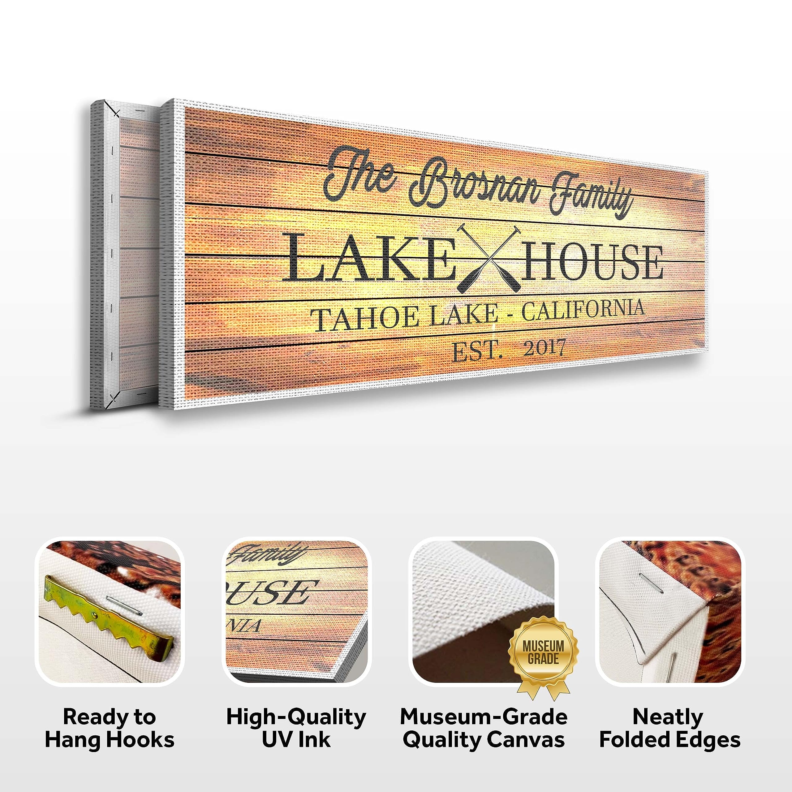 Tailored Canvases Custom Lake House Sign - Large Rustic Print Decor Canvas Wall Art For Home, Living Room, Bedroom, Kitchen & En