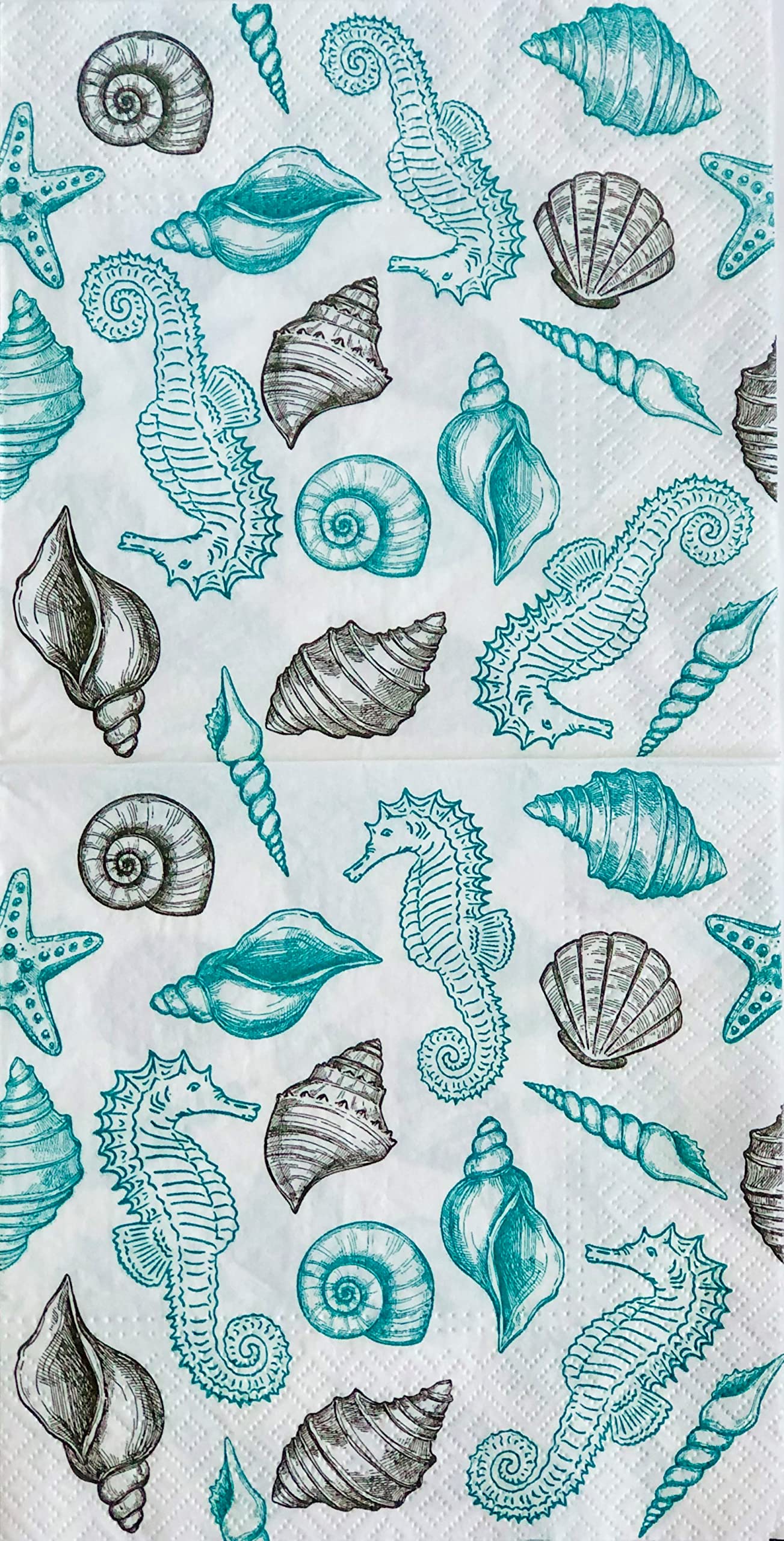 Fine Style 40-Ct 13X13 Ocean Life Napkin | Decoupage Luncheon Dinner Napkins Pretty Light Blue For Brunch Party, 13X13 Inches